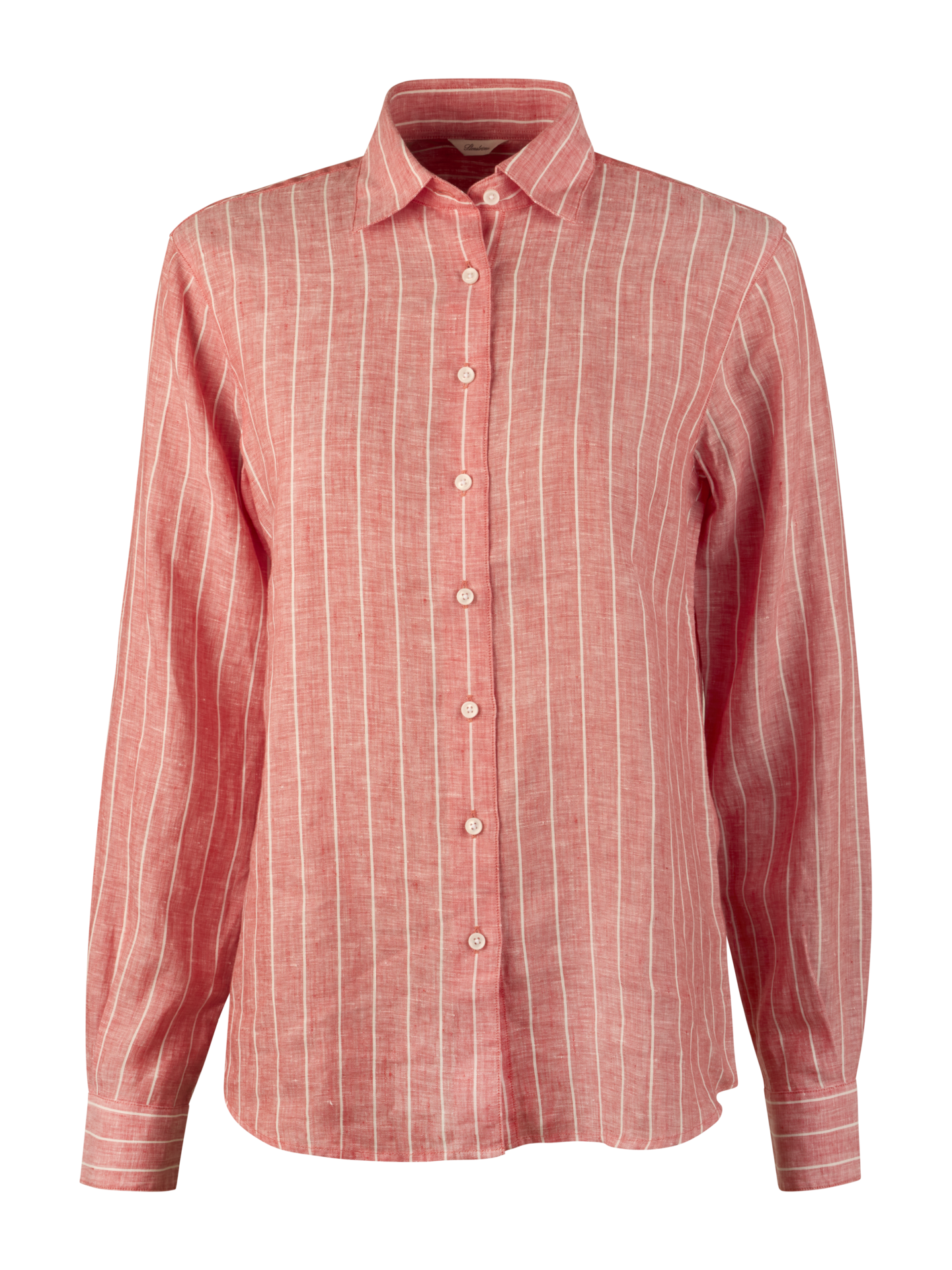 Stenströms Siri Oransje stripete linskjorte | Dame | Dameskjorter & Bluser | Classic | Størrelse: 34 | Oransje | Striped | Lange Ermer