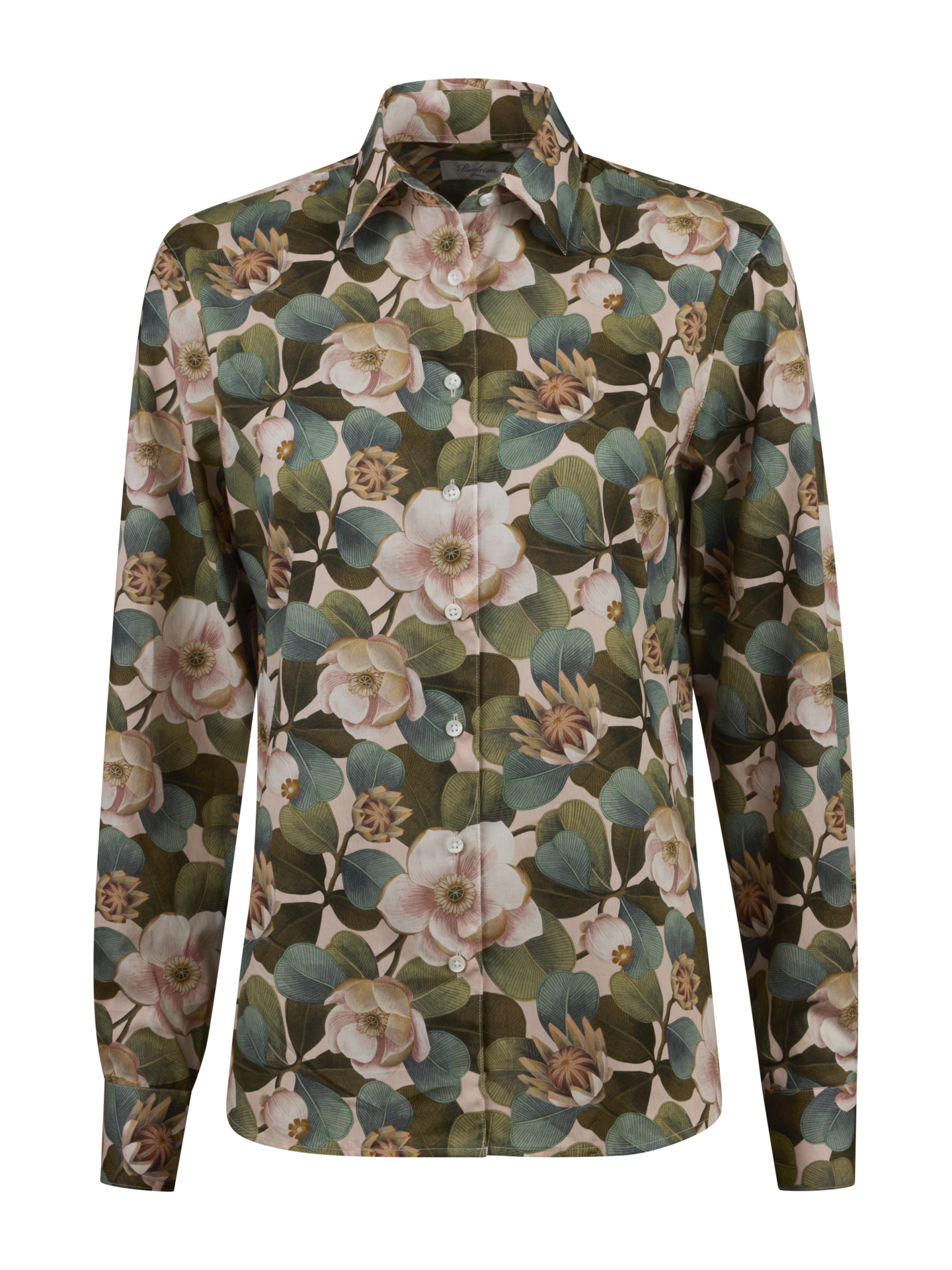 Stenströms Siri Ljusrosa Blommig Skjorta | Dam | Damskjortor & Blusar | Oversize | Storlek: 34 | Ljusrosa | Mönstrad | Lång Ärm