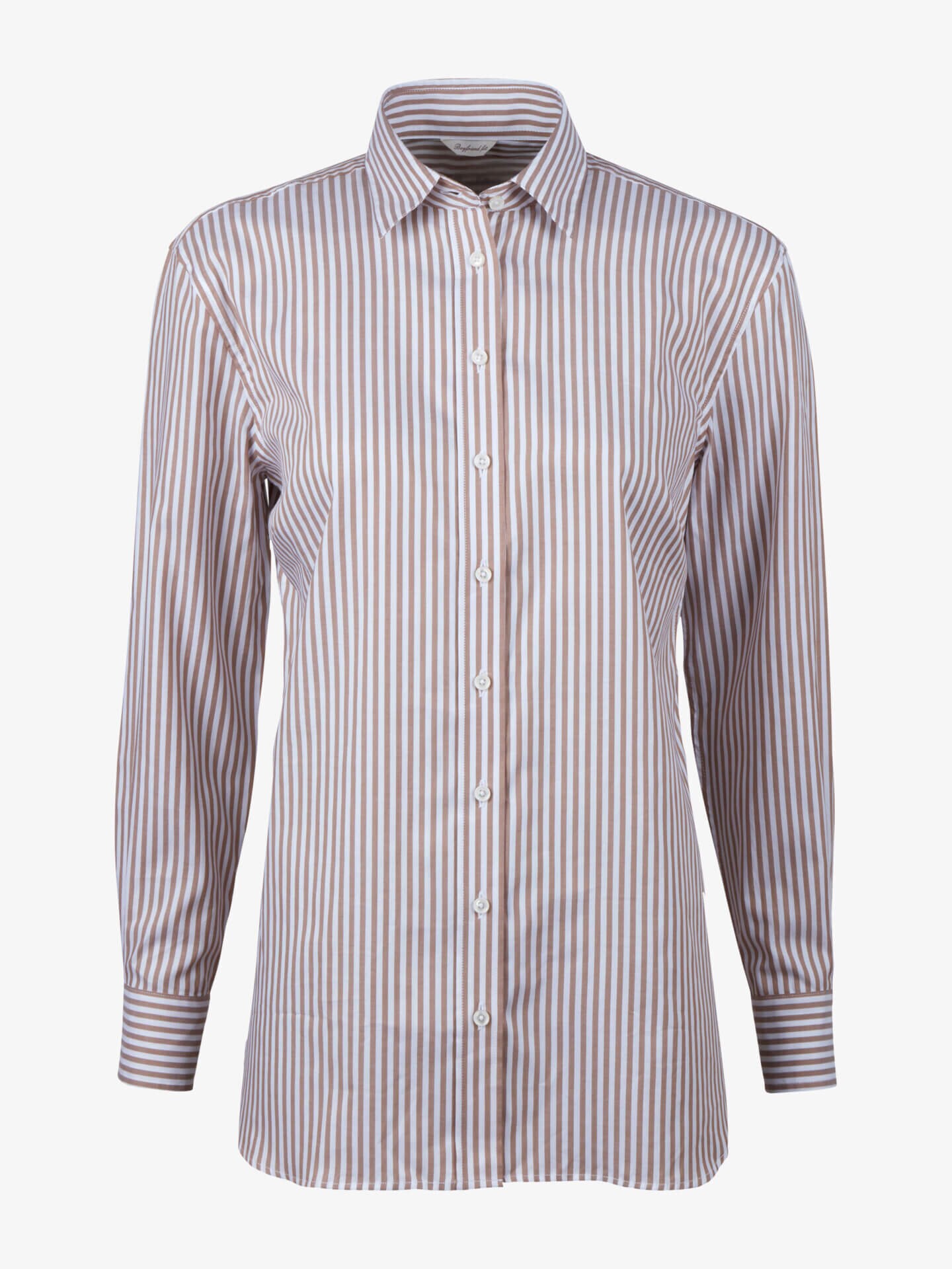 Stenströms Sammi Beige Boyfriend Striped Shirt | Dame | Dameskjorter & Bluser | Oversize | Størrelse: 34 | Lysebrun | Lange Ermer