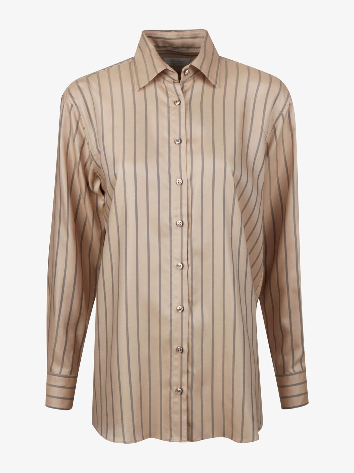 Stenströms Dina Beige Randig Tencel Skjorta | Dam | Damskjortor & Blusar | Oversize | Storlek: 36 | Beige | Lång Ärm