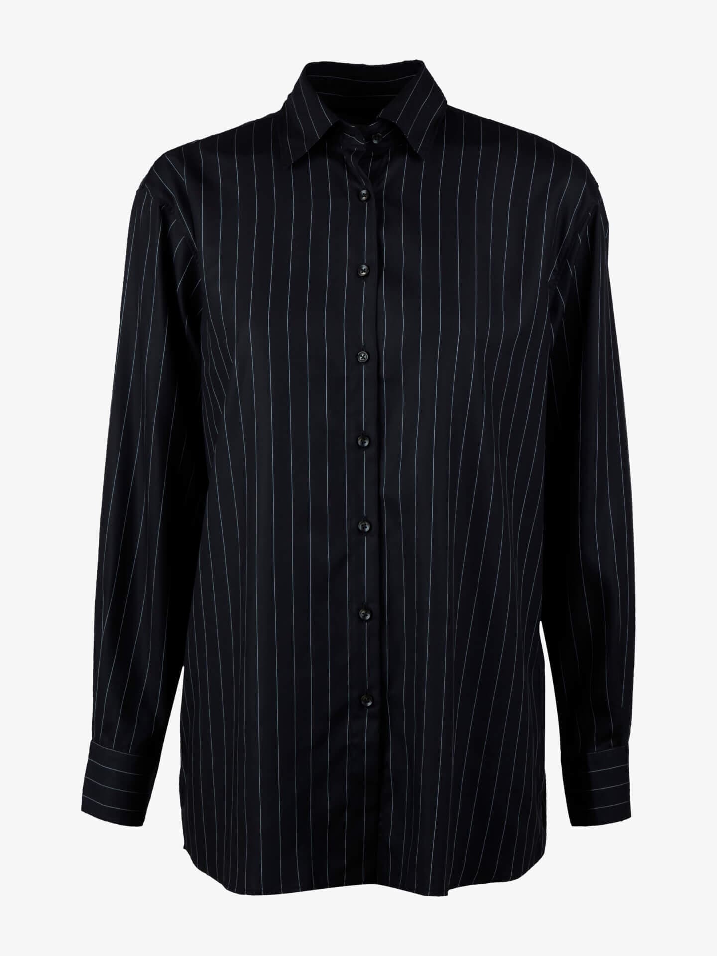 Stenströms Dina Svart Randig Tencel Skjorta | Dam | Damskjortor & Blusar | Oversize | Storlek: 42 | Svart | Lång Ärm