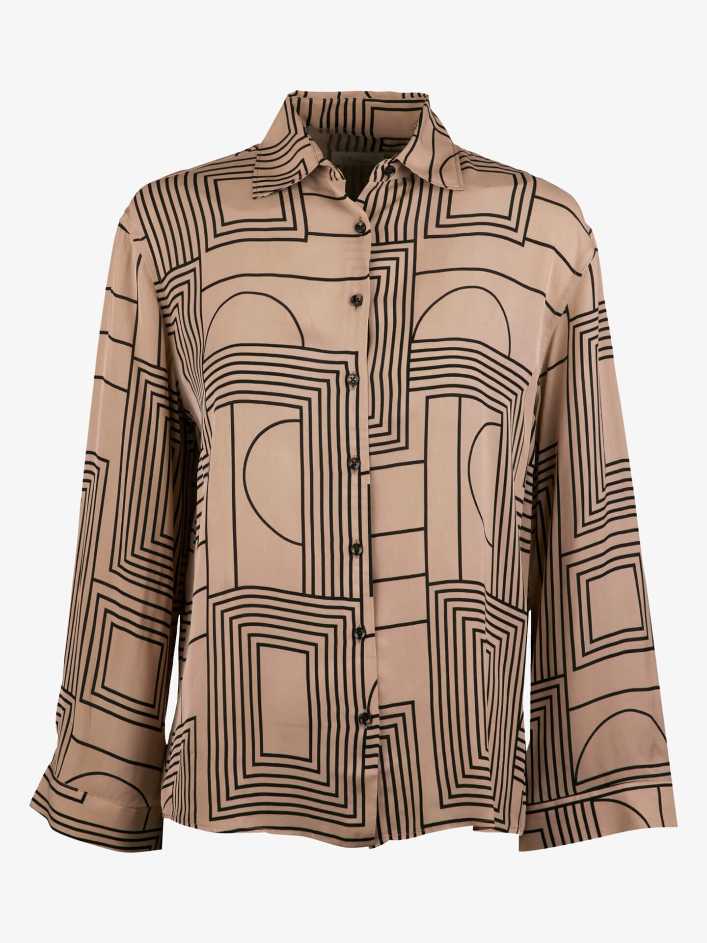 Stenströms Edda Beige, gemusterte Hemdbluse | Damen | Hemden & Blusen für Damen | Oversize | Größe: 40 | Hell beige