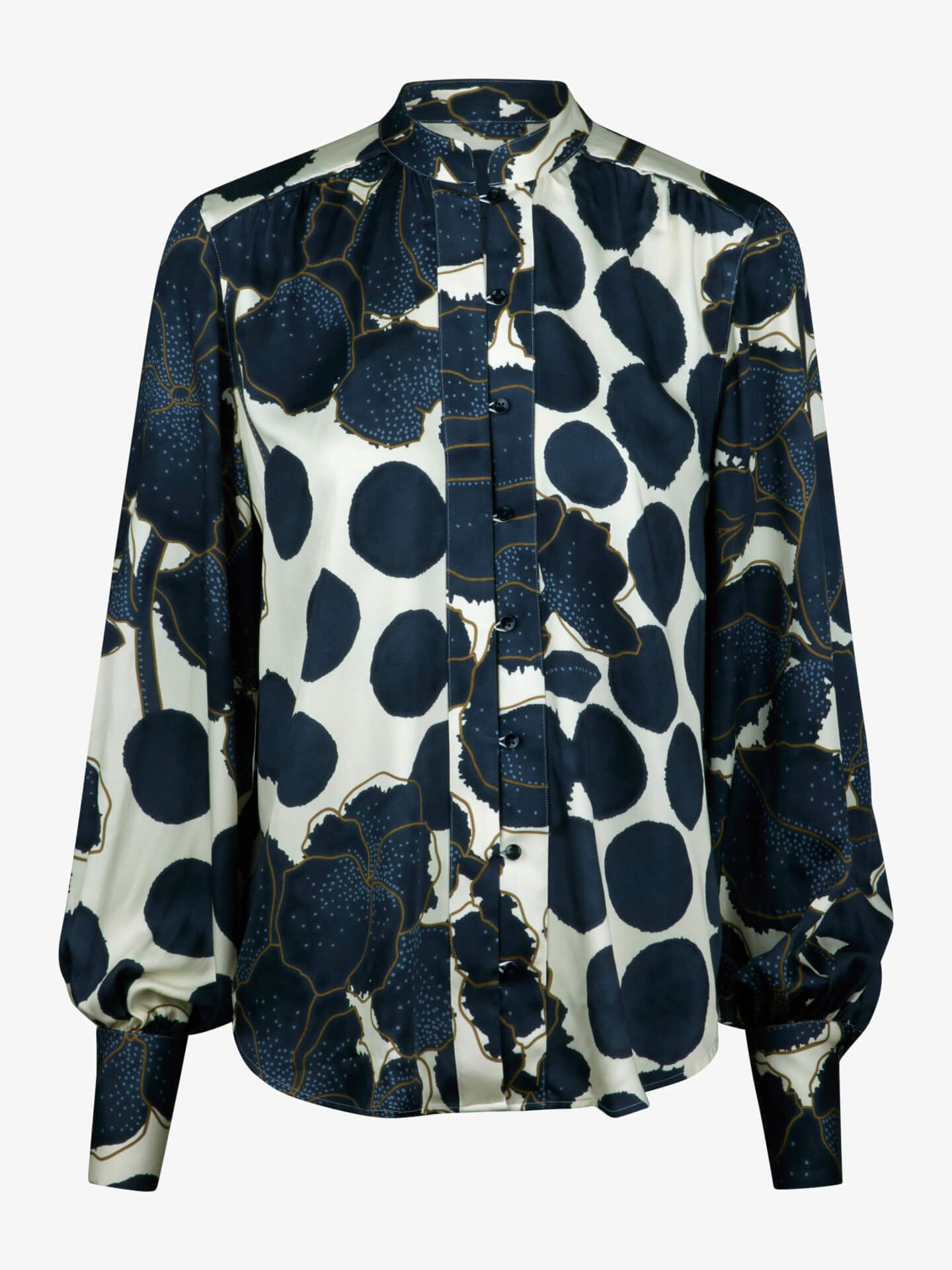 Stenströms Hope Marinblå Mönstrad Blus | Dam | Damskjortor & Blusar | Oversize | Storlek: 44 | Marinblå | Mönstrad | Lång Ärm