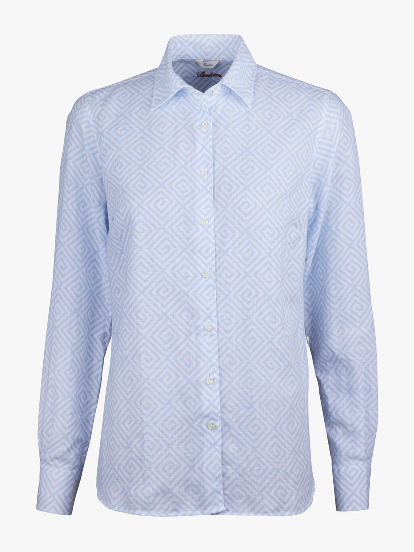 Stenströms Sofie Leinenbluse mit Muster, Blau | Damen | Hemden & Blusen für Damen | Feminine | Größe: 48 | Blau | Print & Patterned | Lange Ärmel
