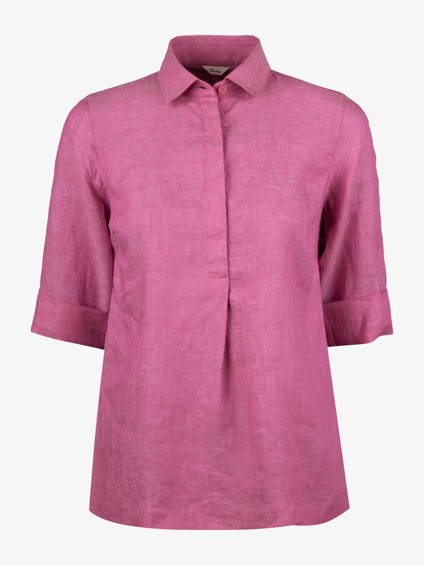 Stenströms Stella Mørk rosa popover linskjorte | Dame | Dameskjorter & Bluser | Feminine | Størrelse: 36 | Mørk rosa | Solid | 3/4 Ermer