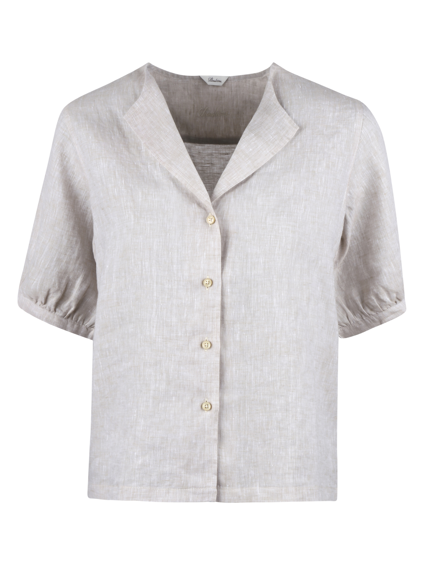 Stenströms Beige Kortärmad Linneblus Annie | Dam | Damskjortor & Blusar | Storlek: 44 | Beige | Enfärgad | Kort Ärm