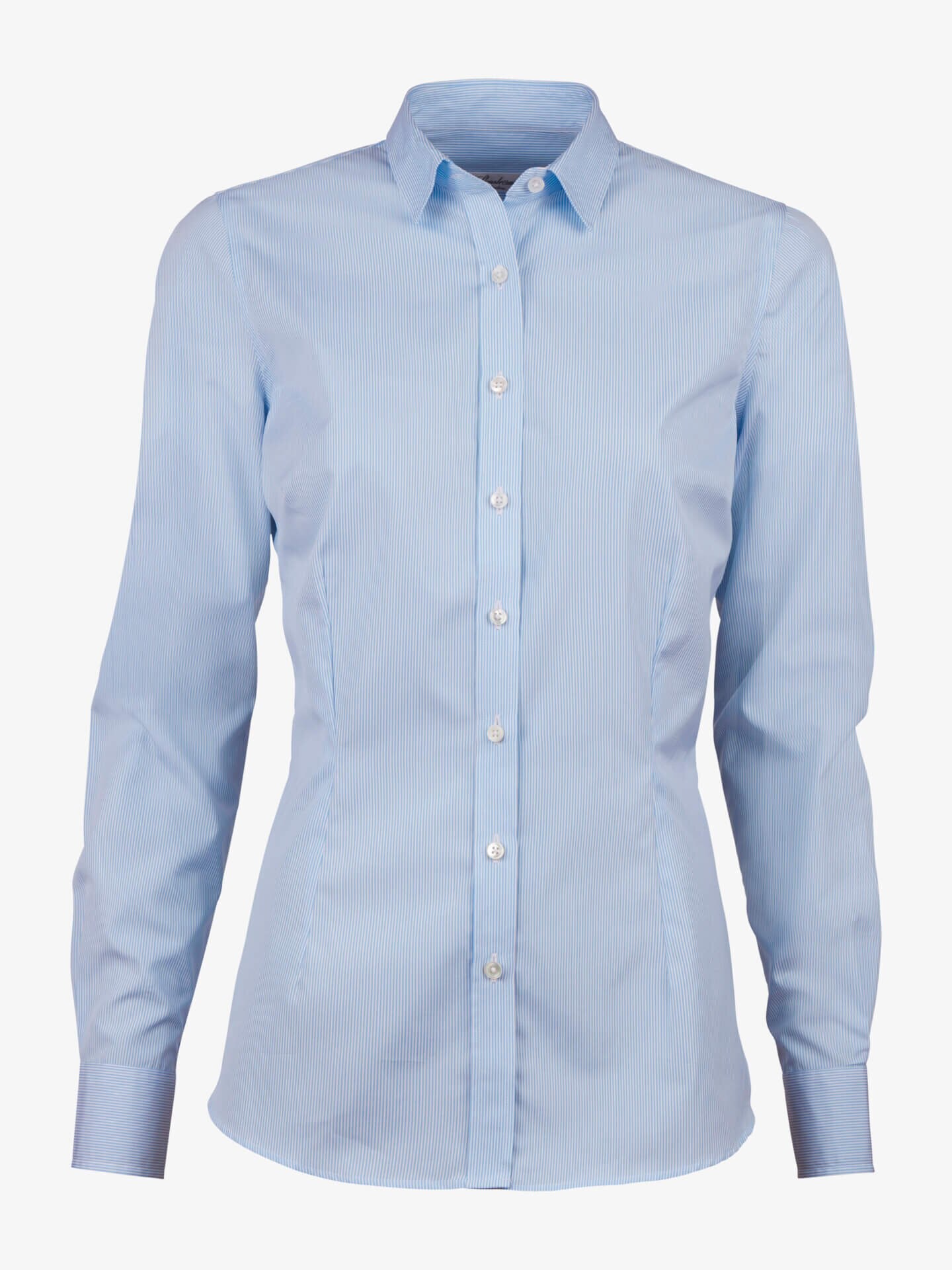 Stenströms Shirin Blue Pinstripe Poplin Shirt | Dame | Dameskjorter & Bluser | Slimline | Størrelse: 44 | Lyse blå | Lange Ermer