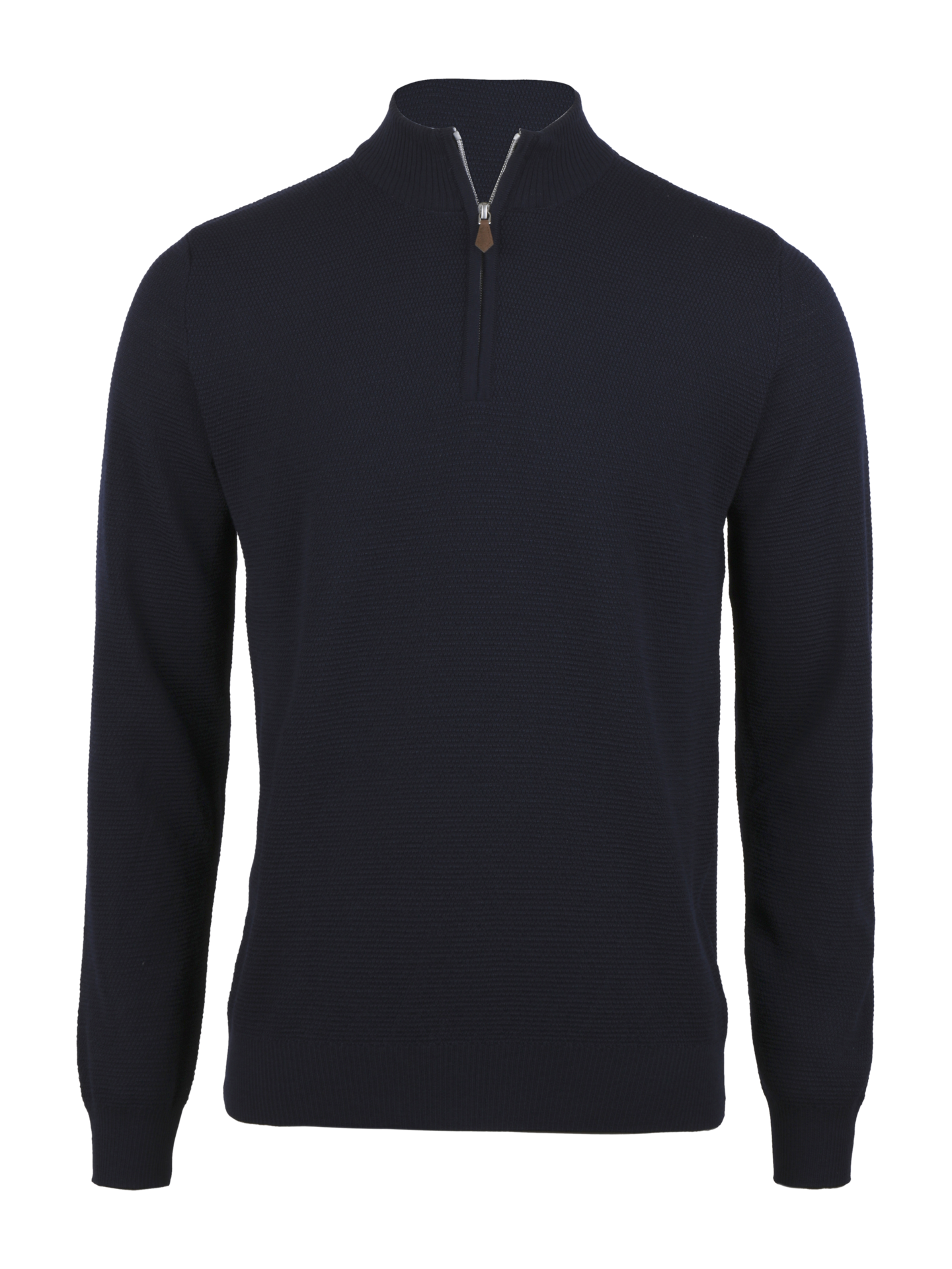 Stenströms Navy Textured Merino Half Zip | Herre | Strikk & Gensere | Størrelse: S | Marineblå | Lange Ermer