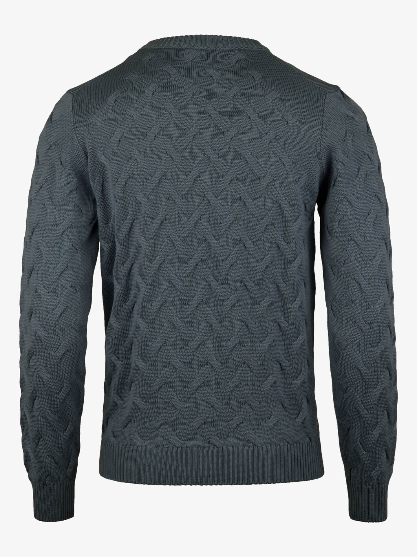 Blå strikket sweater i merinould