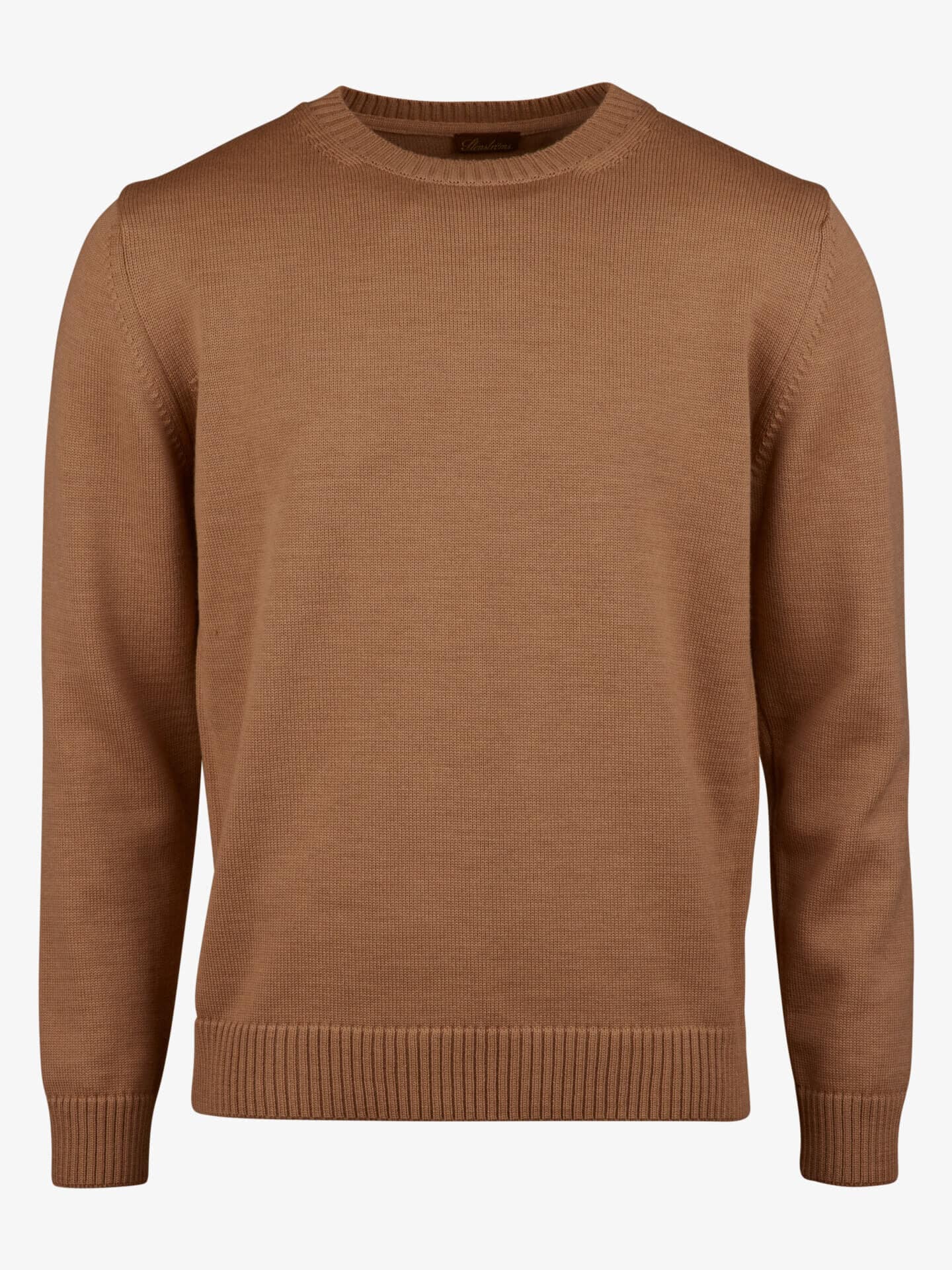 Stenströms Beige Tjockstickad Rundhalsad Merinoullströja | Herr | Herrtröjor & Stickat | Storlek: S | Beige | Enfärgad | Lång Ärm