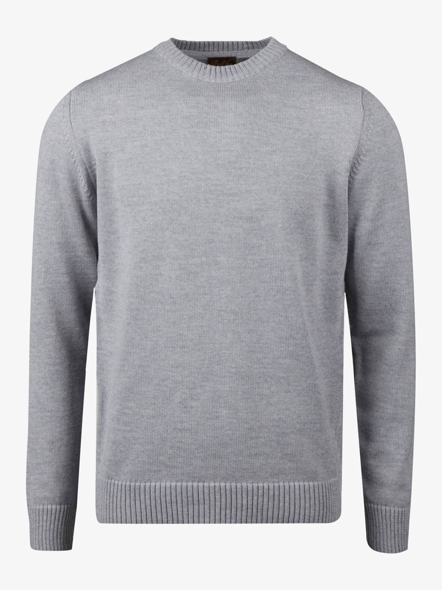 Stenströms Lysegrå Kraftig merinogenser med rund hals | Herre | Strikk & Gensere | Størrelse: XL | Lysegrå | Solid | Lange Ermer