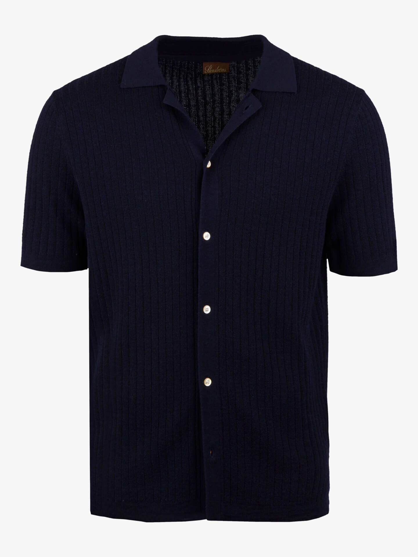 Stenströms Navy Knitted Polo Shirt | Herre | Strikk & Gensere | Størrelse: M | Marineblå