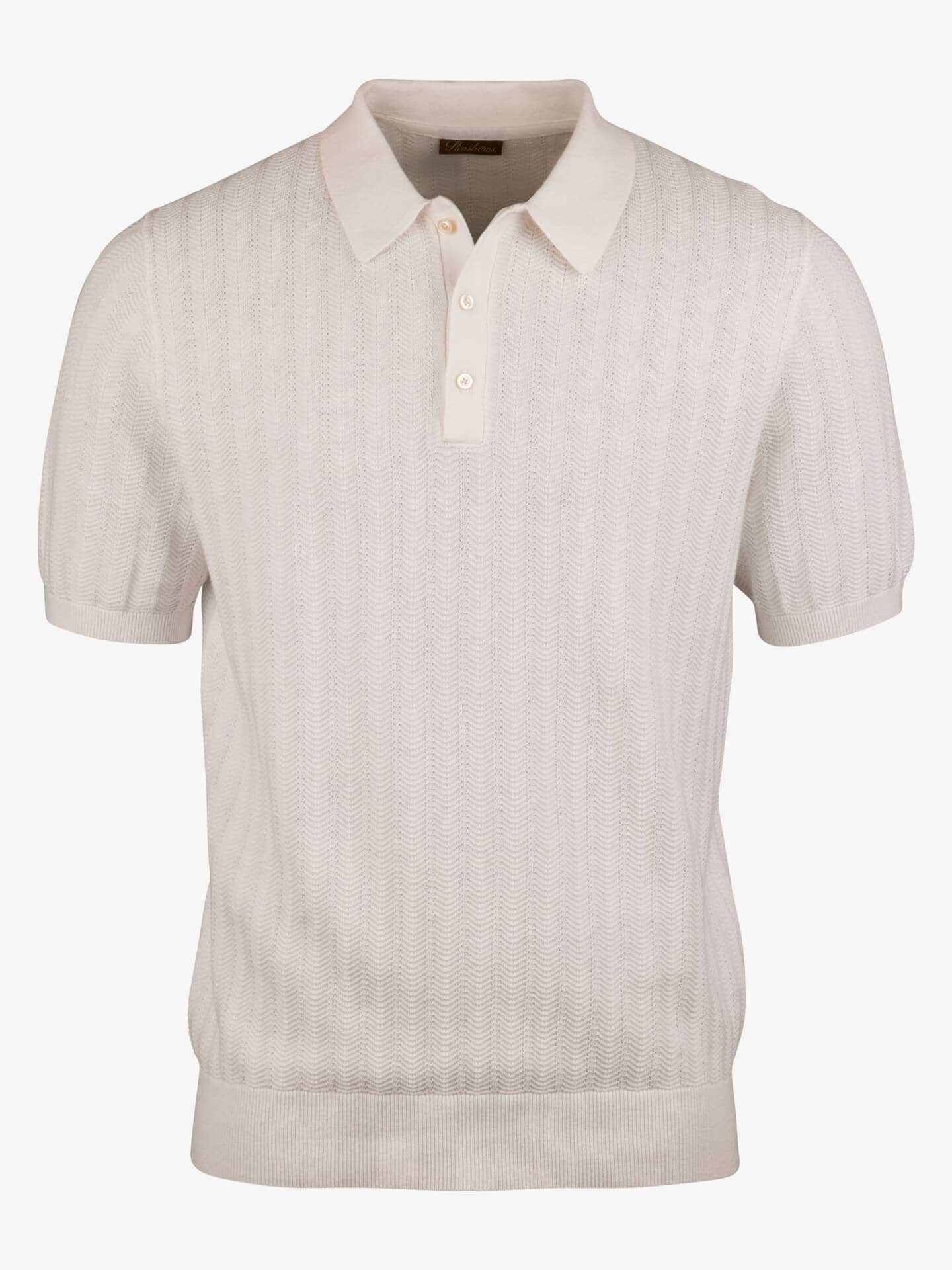 Stenströms Offwhite Linne/Bomullpiké med Struktur | Herr | Pikéer & T-shirts | Storlek: M | Offwhite | Kort Ärm