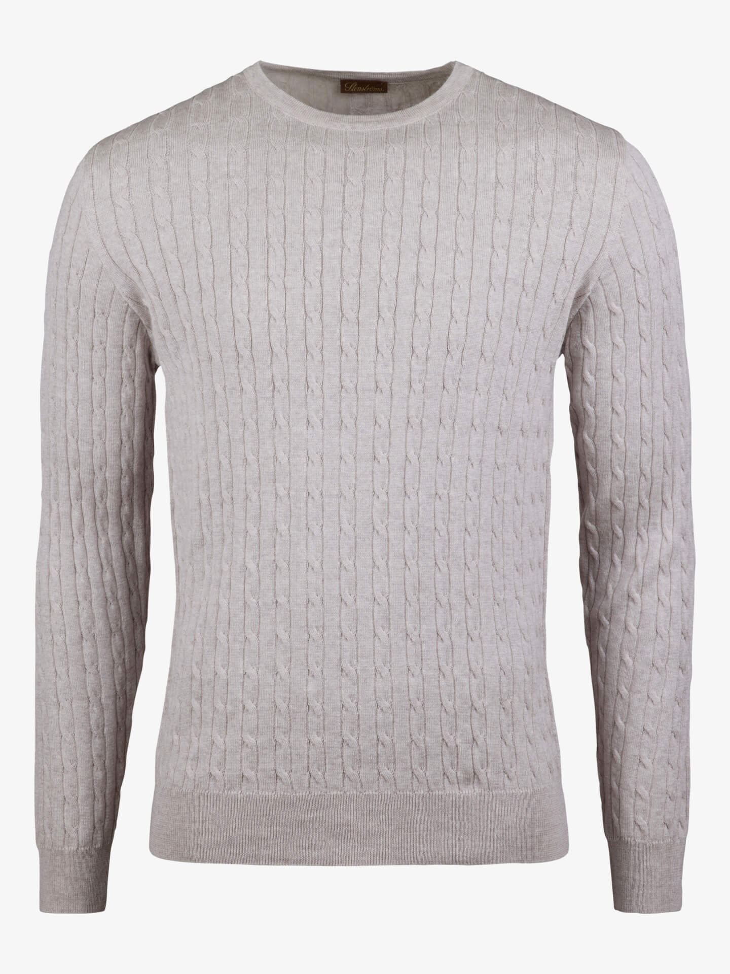 Stenströms Ljusbeige Kabelstickad Merinoullströja | Herr | Herrtröjor & Stickat | Storlek: M | Ljusbeige | Kabelstickad | Lång Ärm