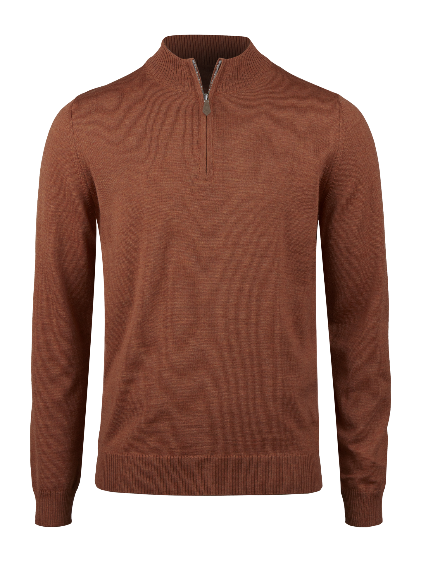 Stenströms Oransje Merinogenser med glidelås i halsen | Herre | Strikk & Gensere | Størrelse: XL | Oransje | Solid | Lange Ermer
