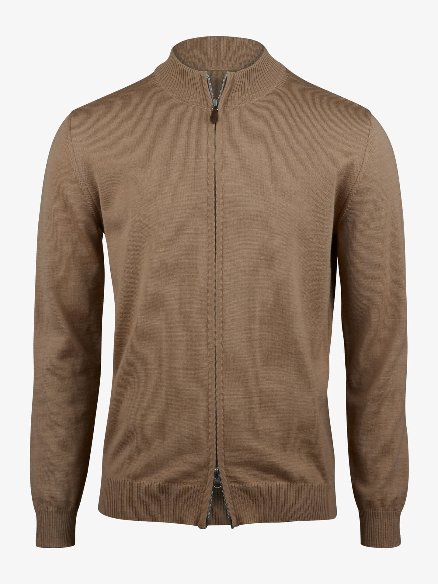 Stenströms Beige Merinoull Zip Cardigan | Herr | Herrtröjor & Stickat | Storlek: S | Beige | Enfärgad | Lång Ärm