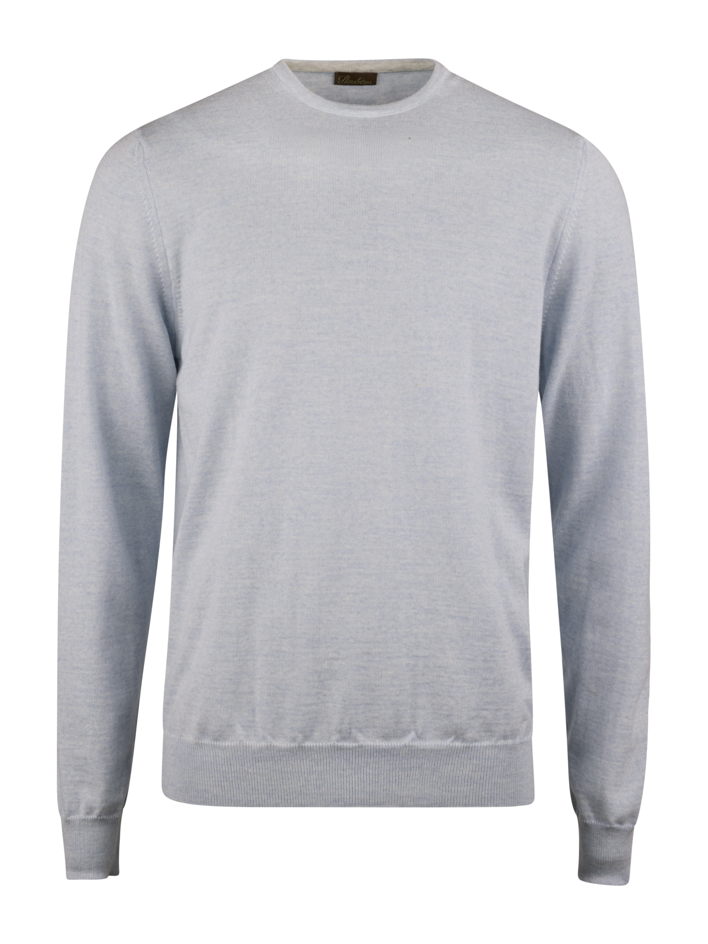 Light blue Merino Wool Crew Neck, Elbow Patch | Stenstromsoutlet.com