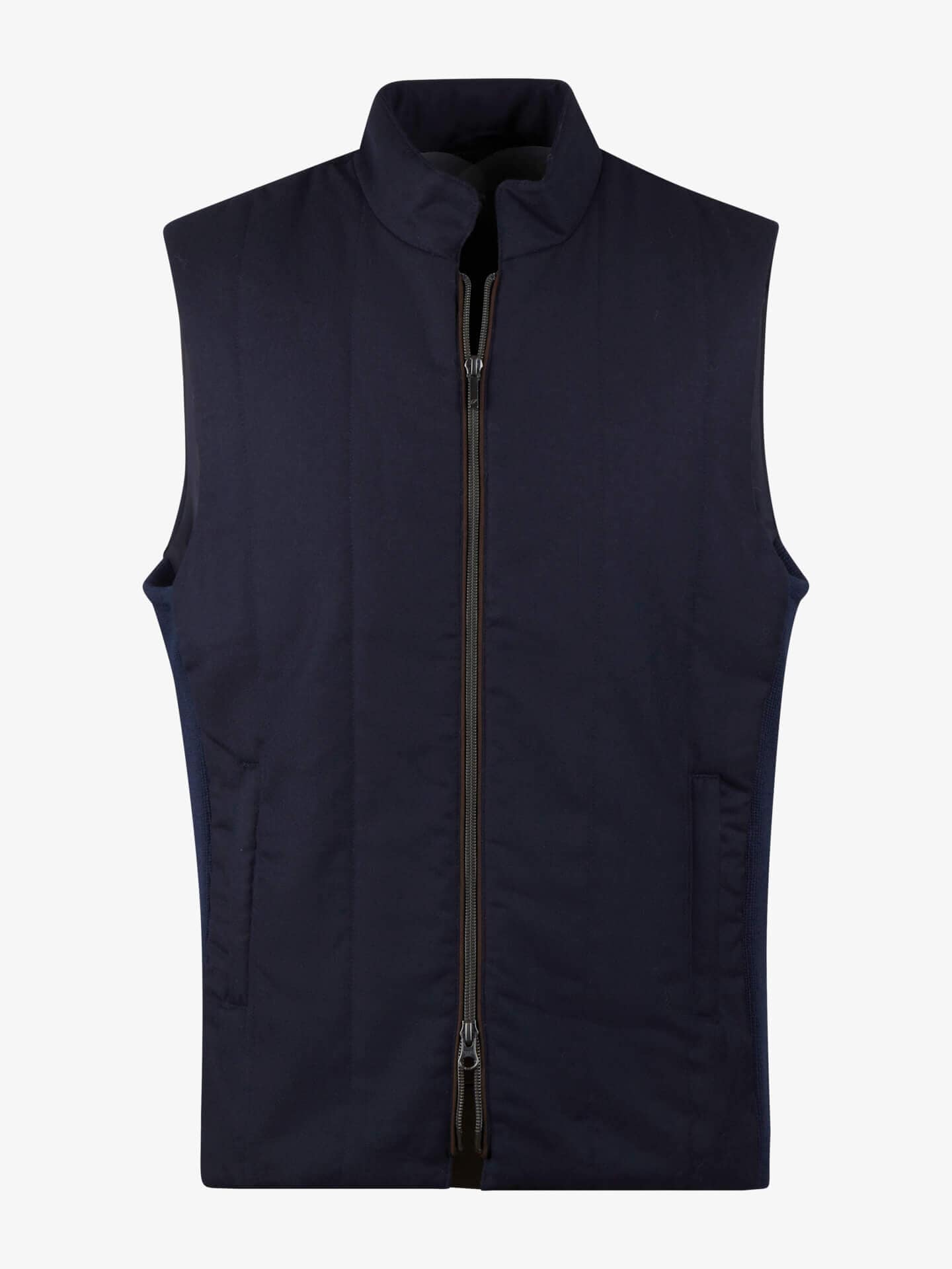 Stenströms Navy Rib Knit Wool/Flannel Vest | Herre | Vester | Størrelse: XL | Marineblå