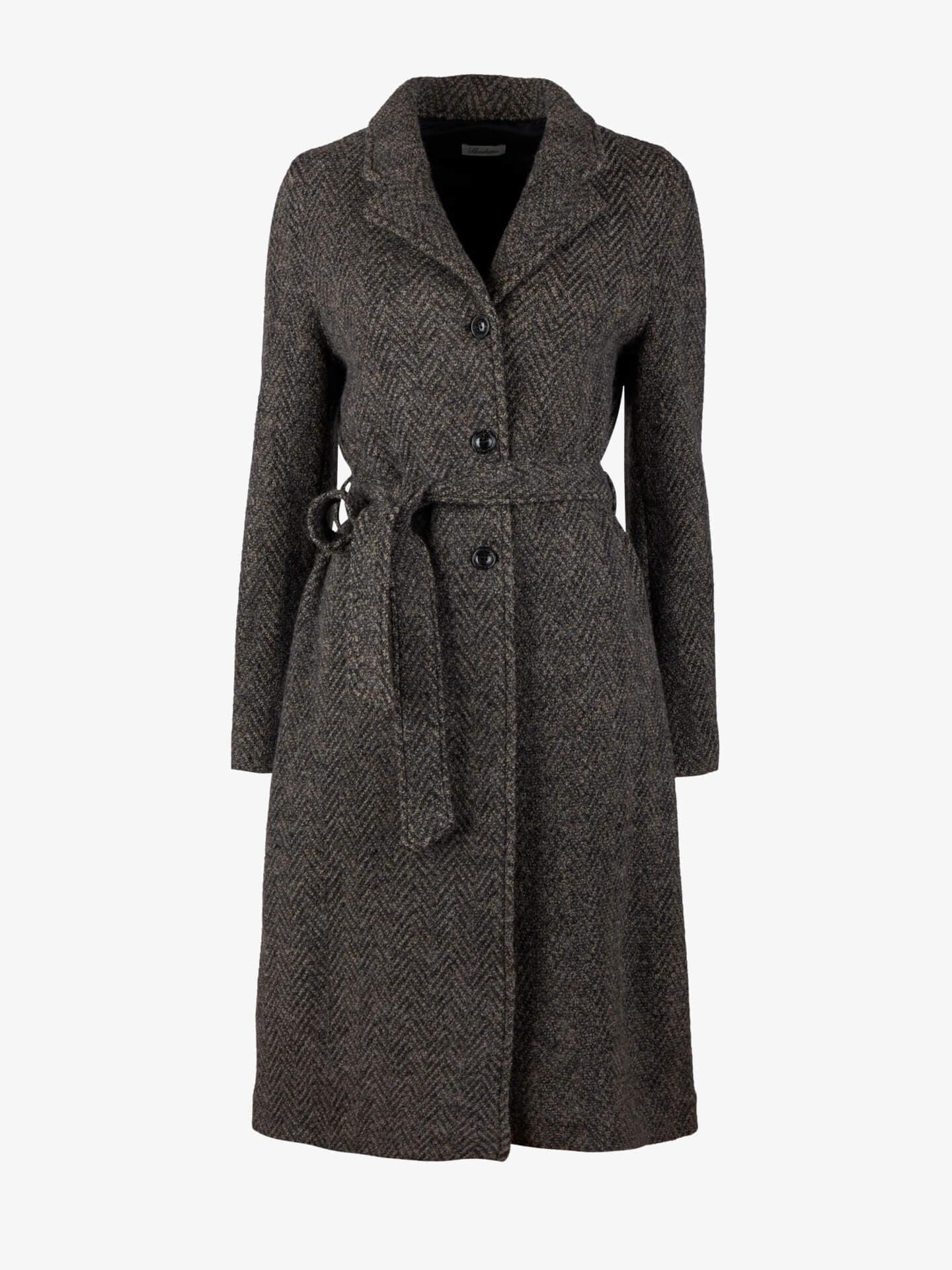 Stenströms Dari Svart/Brun Fiskbensmönstrad Ullkappa | Dam | Ytterplagg | Storlek: XS | Röd | Lång Ärm