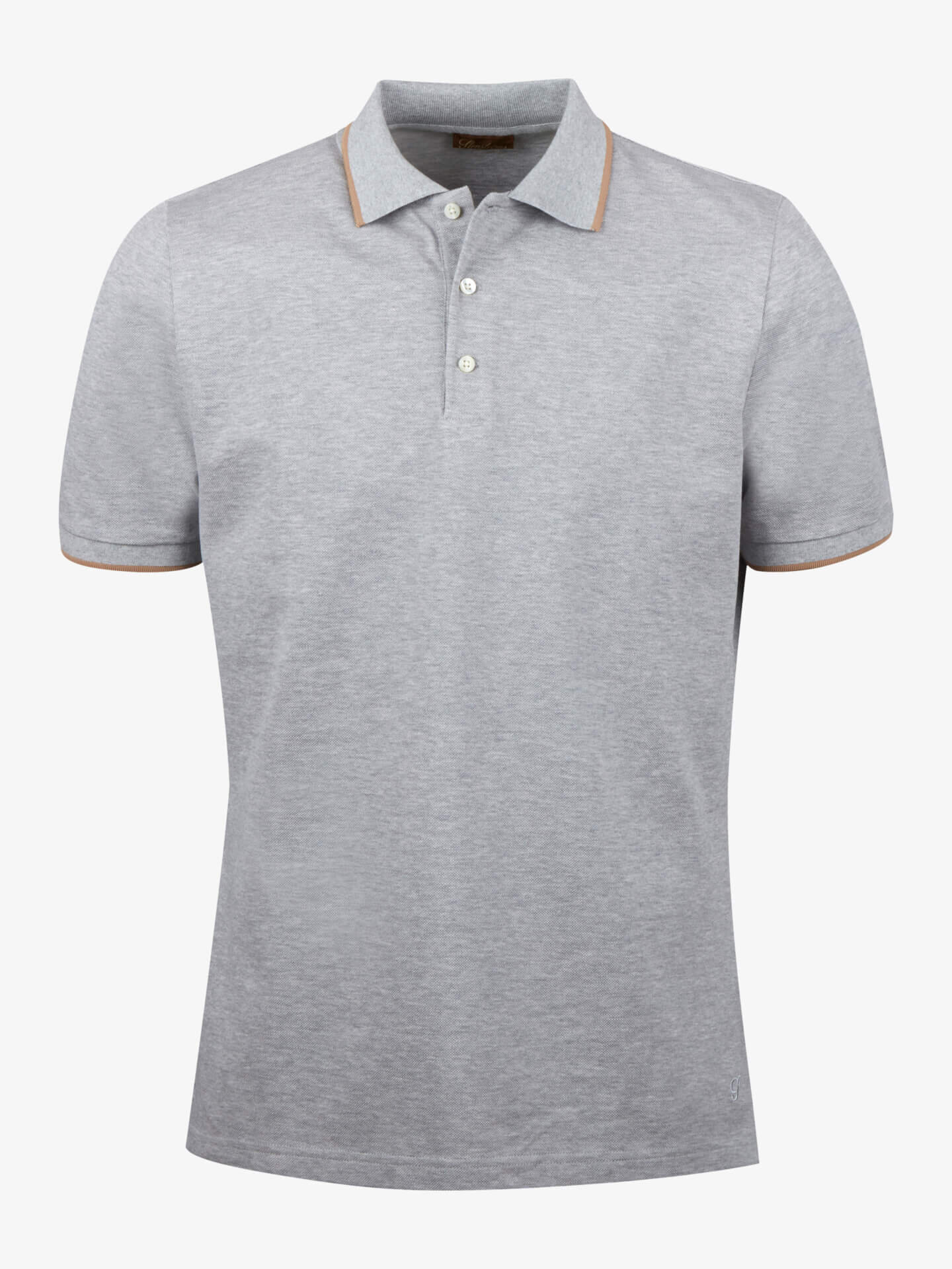 Stenströms Grå Kontrast Bomulls Pikétröja | Herr | Pikéer & T-shirts | Storlek: XXL | Ljusgrå