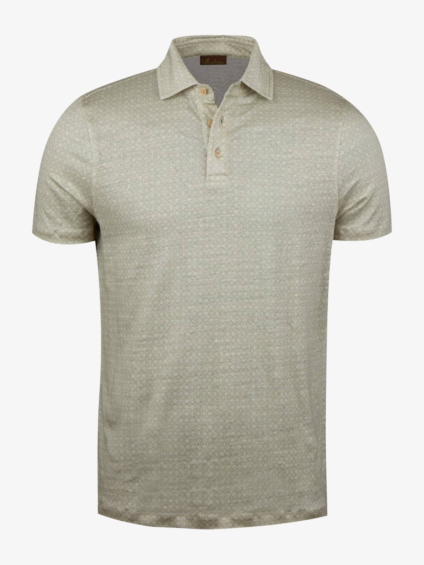 Stenströms Ljusgrön Blommig Linne Pikétröja | Herr | Pikéer & T-shirts | Storlek: 3XL | Ljusgrön | Mönstrad | Kort Ärm