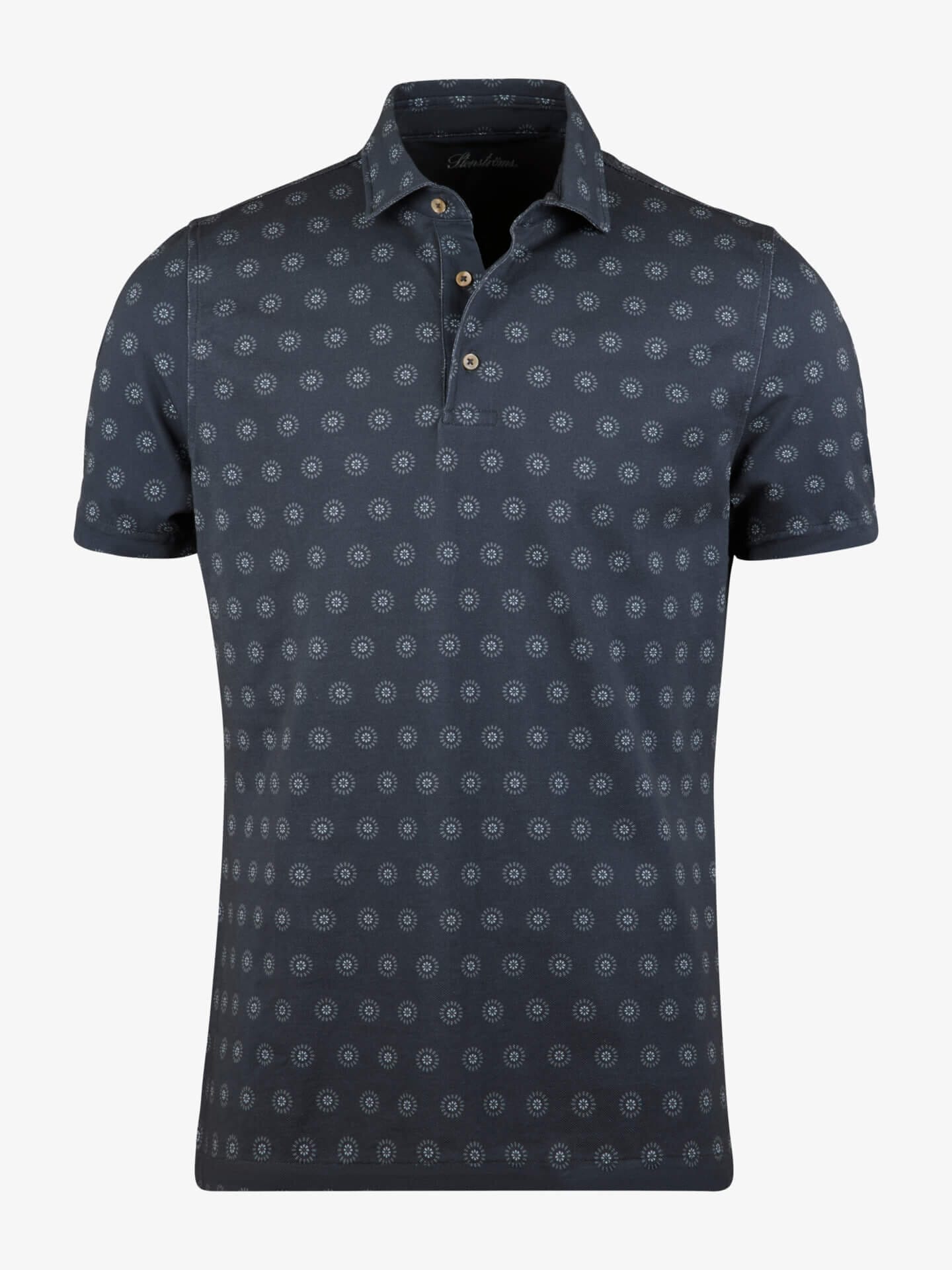 Stenströms Blå Mönstrad Pikétröja | Herr | Pikéer & T-shirts | Storlek: XXL | Mörkblå
