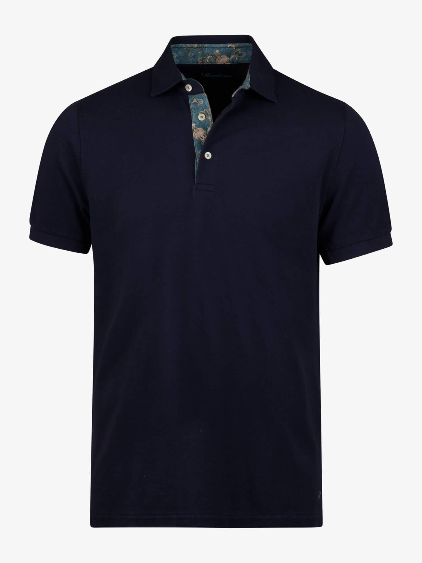 Stenströms Marinblå Kontrast Pikétröja | Herr | Pikéer & T-shirts | Storlek: XL | Marinblå | Enfärgad | Kort Ärm