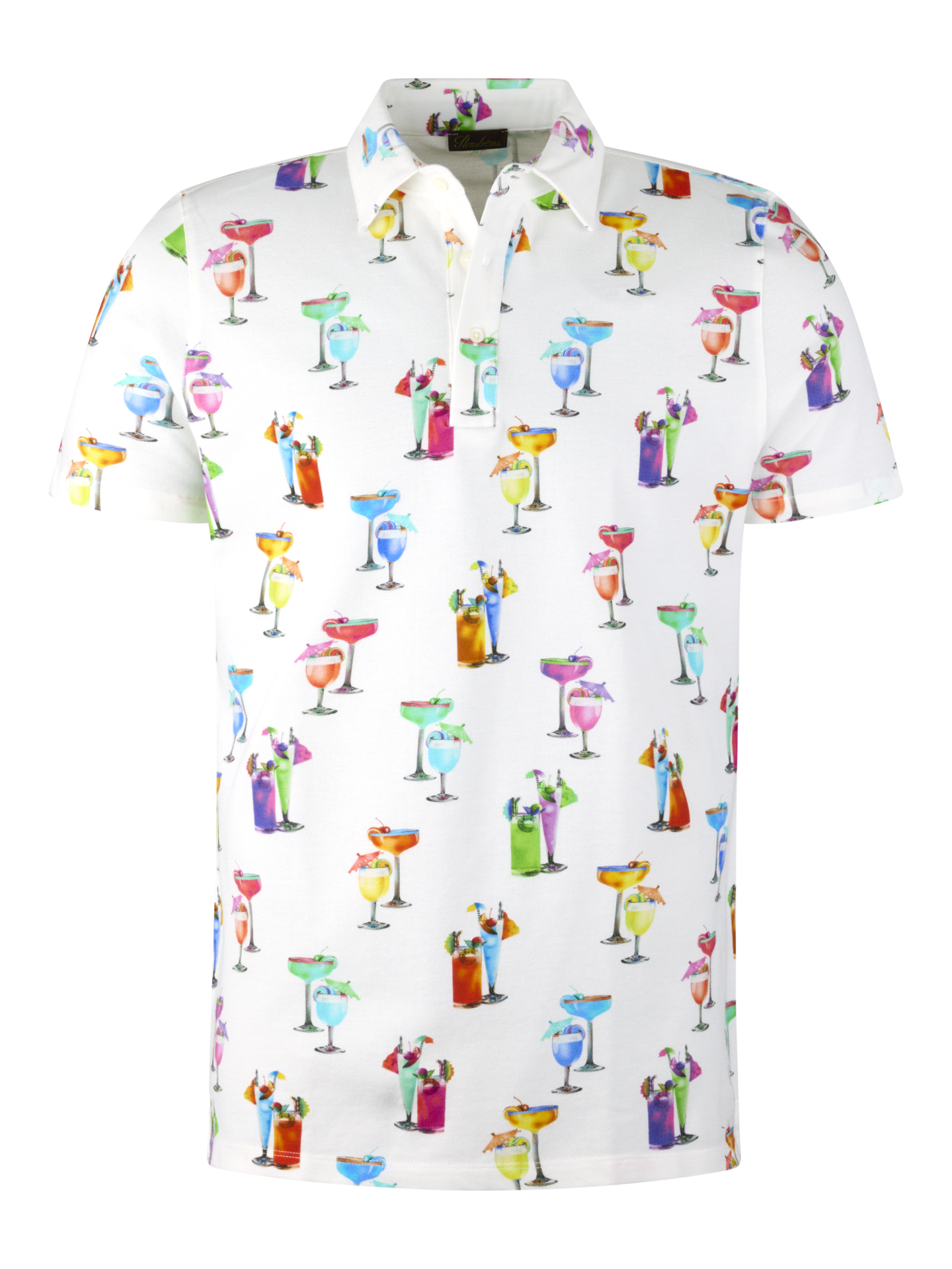 Stenströms Vit Mönstrad Pikétröja | Herr | Pikéer & T-shirts | Storlek: 3XL | Vit | Mönstrad | Kort Ärm