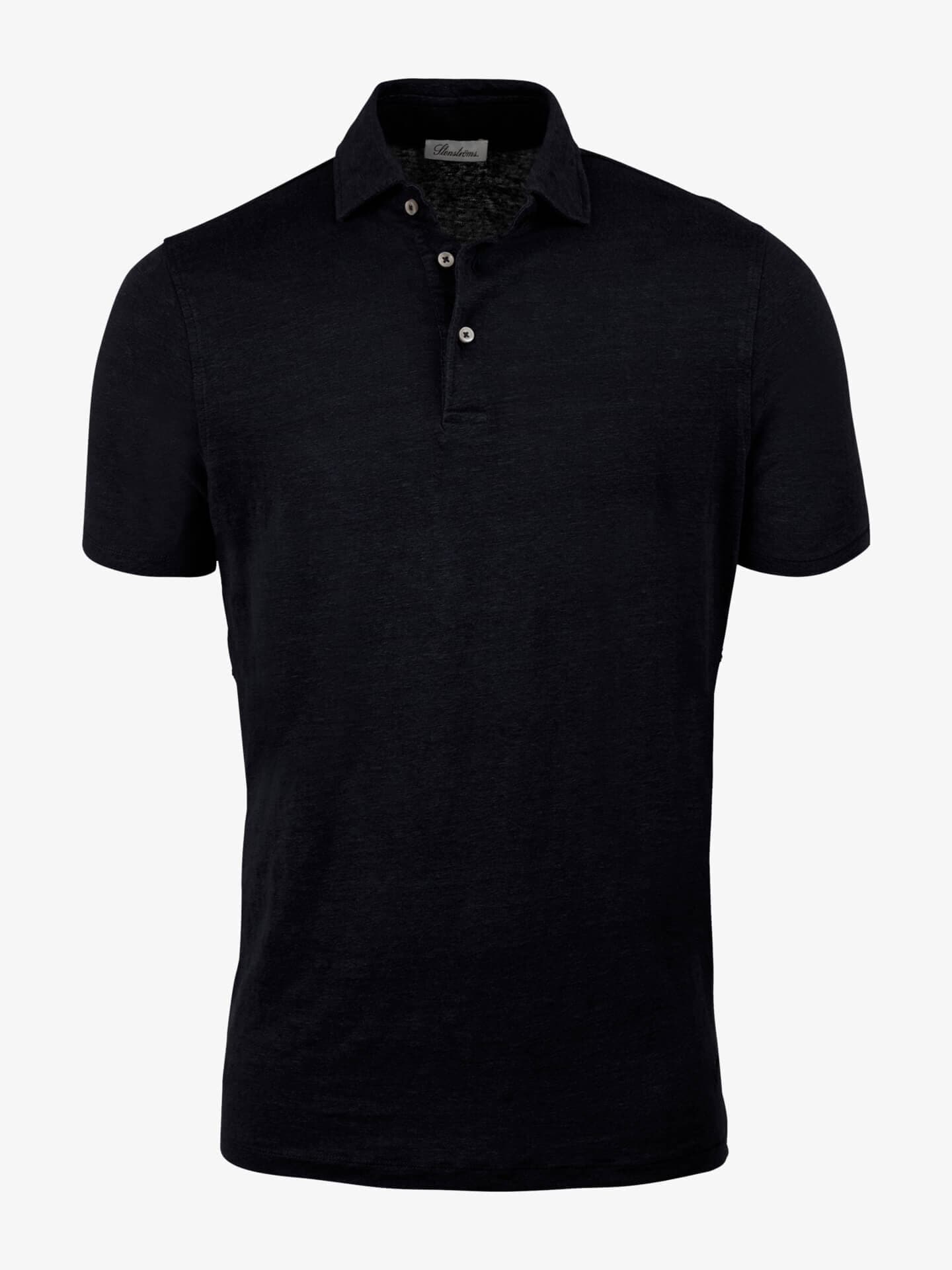 Stenströms Svart Linne Pikétröja | Herr | Pikéer & T-shirts | Storlek: L | Svart | Enfärgad | Kort Ärm