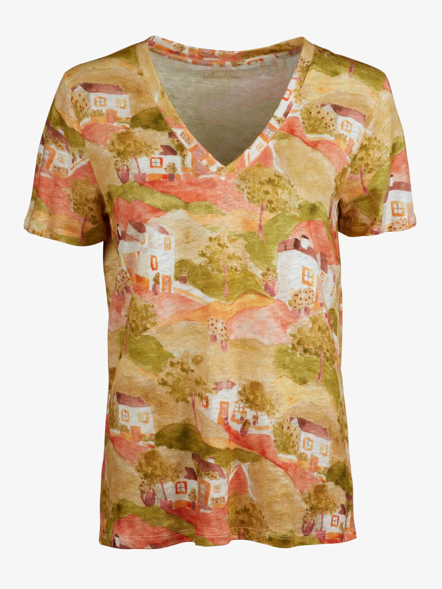 Stenströms Evy Rosa Mönstrad Linne T-shirt | Dam | Toppar | Storlek: XS | Rosa | Mönstrad | Kort Ärm