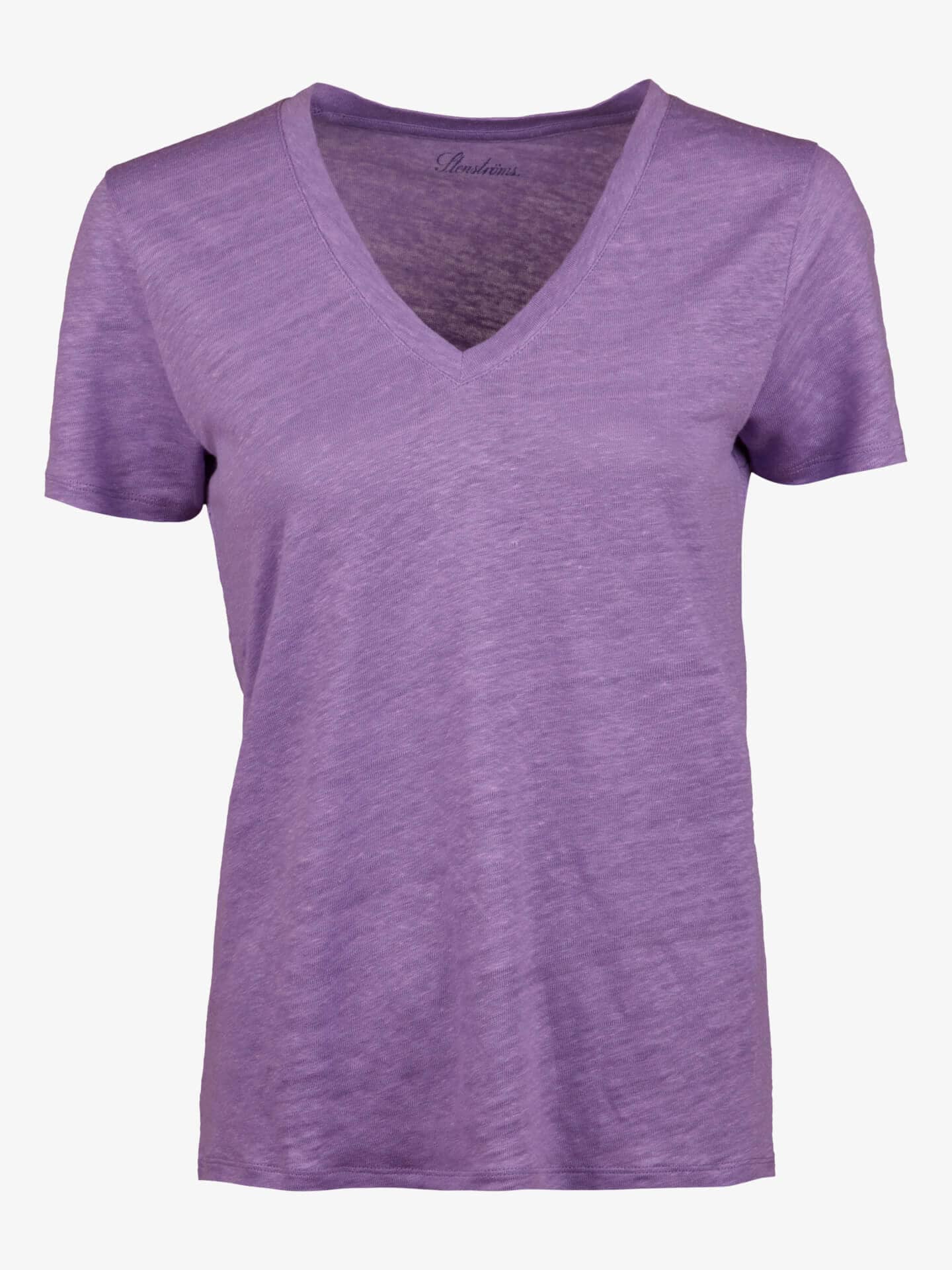 Stenströms Evy Lila V-ringad Linne T-shirt | Dam | Toppar | Storlek: XL | Lila | Enfärgad | Kort Ärm