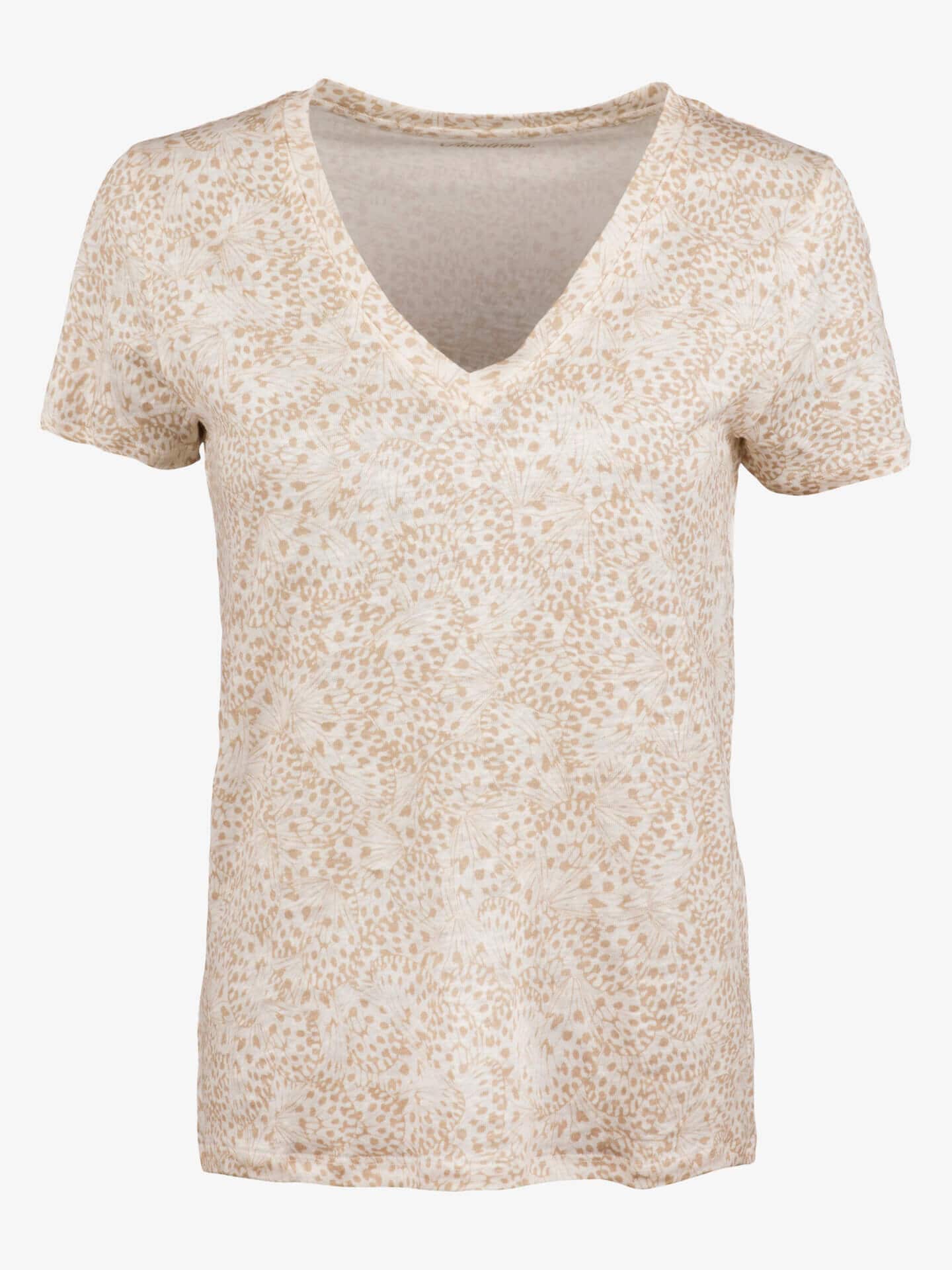 Stenströms Evy Beige Mönstrad Linne T-shirt | Dam | Toppar | Storlek: L | Beige | Kort Ärm