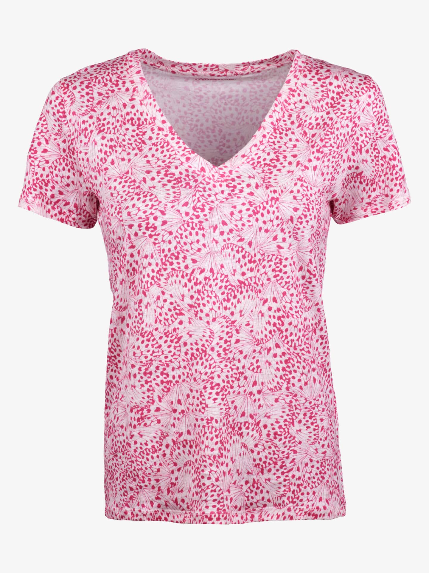 Stenströms Evy Röd Mönstrad Linne T-shirt | Dam | Toppar | Storlek: L | Mörkrosa | Kort Ärm