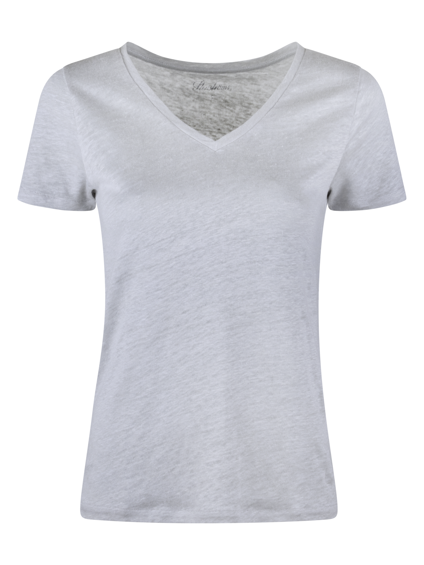 Stenströms Ljusgrå V-ringad Linne T-shirt | Dam | Toppar | Storlek: L | Ljusgrå | Kort Ärm