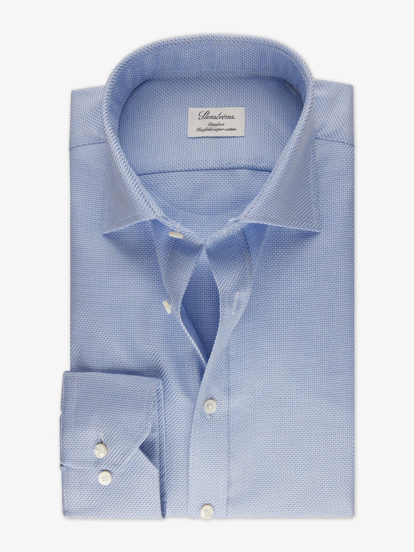 Stenströms Light Blue Patterned Twill Shirt | Herre | Herreskjorter | Comfort | Størrelse: 42 | Blå | Lange Ermer
