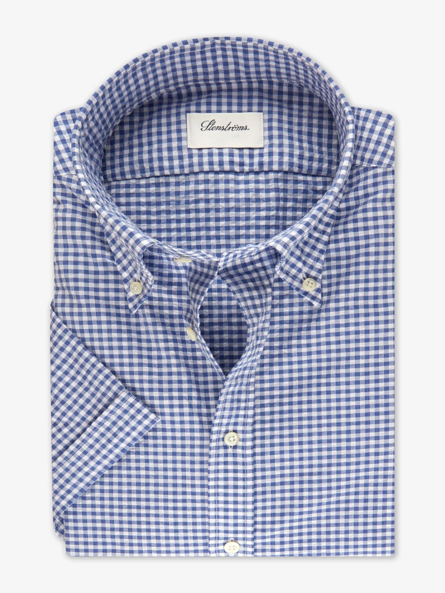Stenströms Casual Blå Rutig Skjorta, Kort Ärm | Herr | Herrskjortor | Fitted Body | Storlek: XXL | Mörkblå | Rutigt | Kort Ärm