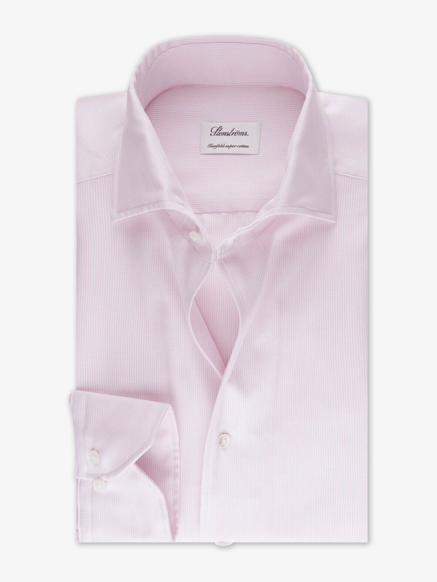Stenströms Ljusrosa Mönstrad Twillskjorta | Herr | Herrskjortor | Fitted Body | Storlek: 40 | Ljusrosa | Lång Ärm