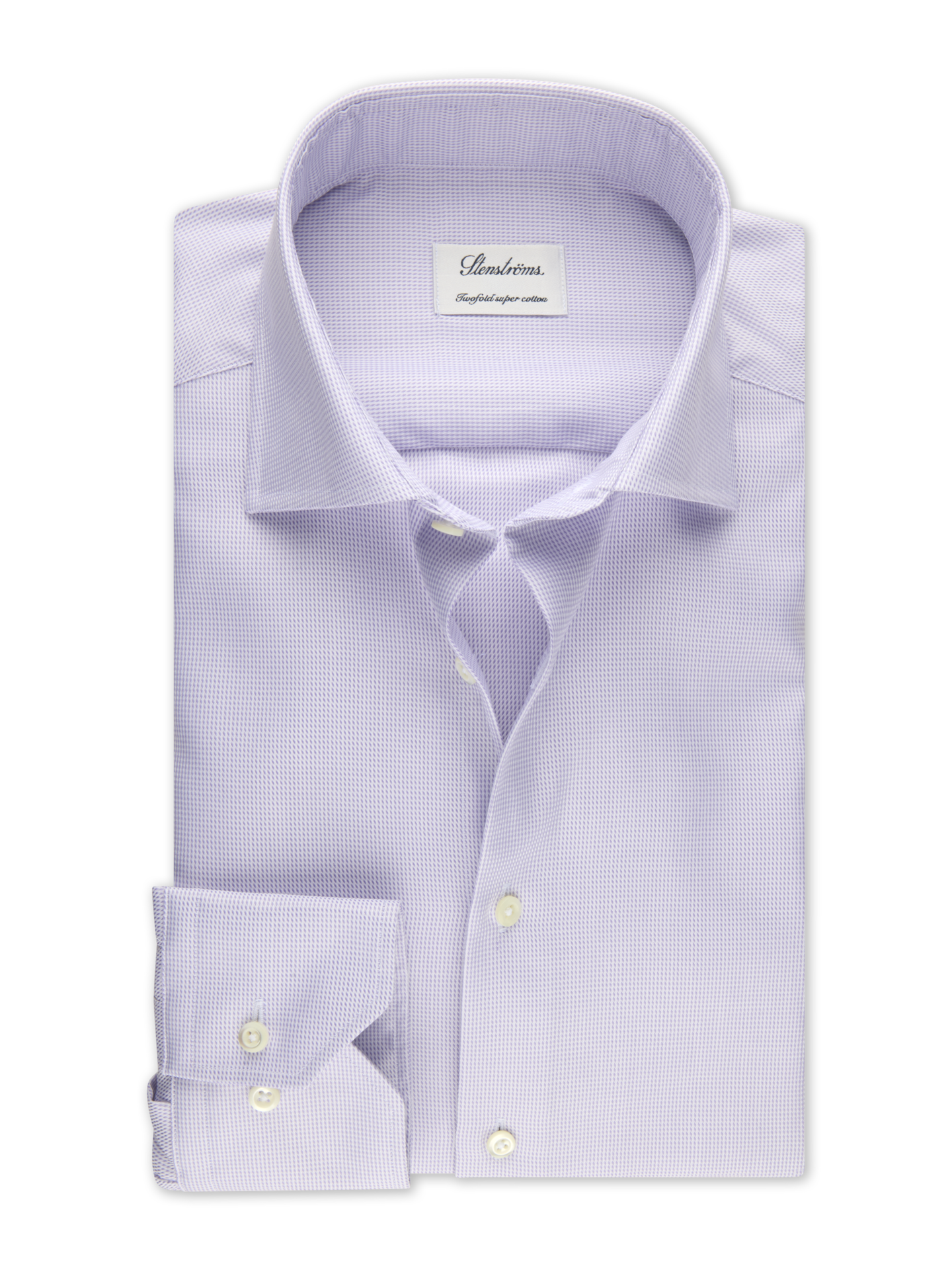 Stenströms Lys lilla mønstret twillskjorte | Herre | Herreskjorter | Fitted Body | Størrelse: 44 | Lys lilla | Hounds tooth | Lange Ermer