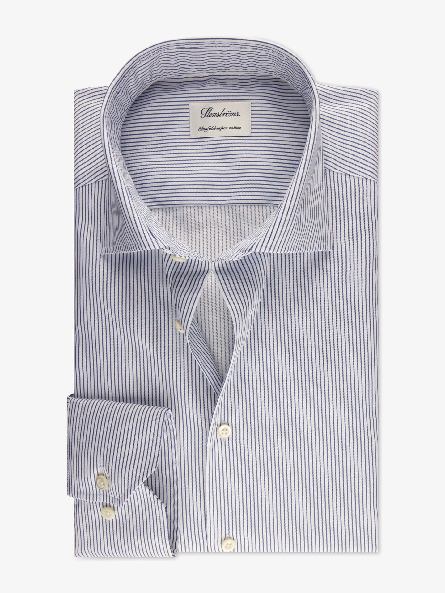 Stenströms Mørke blå stripete twillskjorte | Herre | Herreskjorter | Fitted Body | Størrelse: 47 | Mørke blå | Striped | Lange Ermer