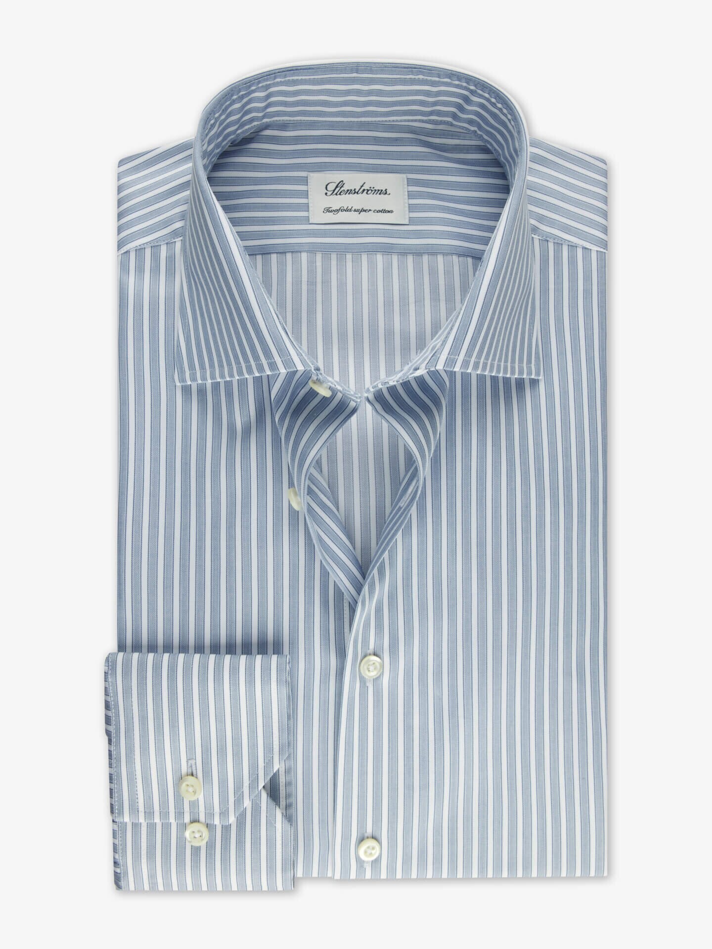 Stenströms Blå Stripete twillskjorte | Herre | Herreskjorter | Fitted Body | Størrelse: 37 | Blå | Striped | Lange Ermer