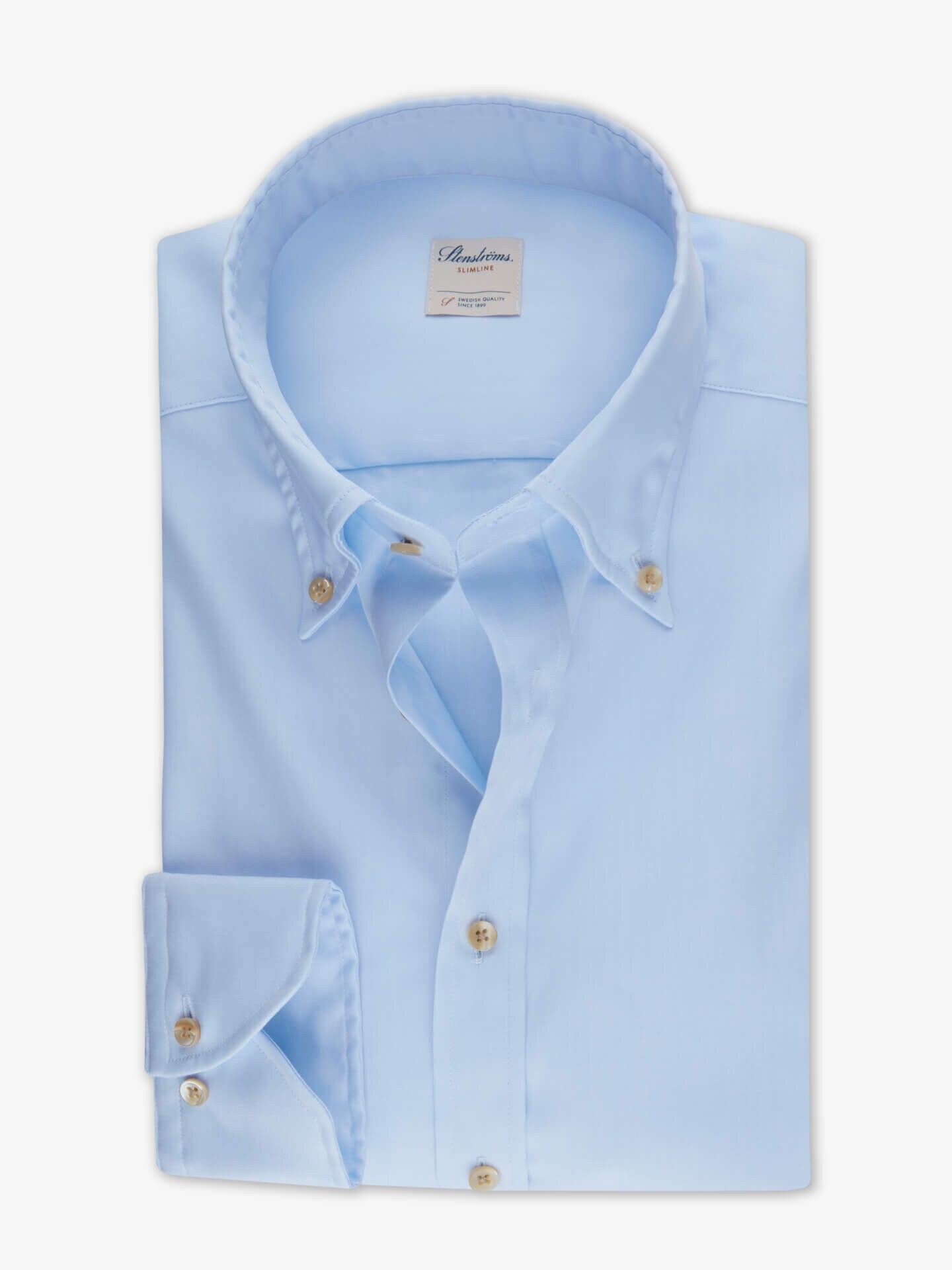 Stenströms Casual Ljusblå Oxfordskjorta | Herr | Herrskjortor | Fitted Body | Storlek: M | Ljusblå | Enfärgad | Lång Ärm