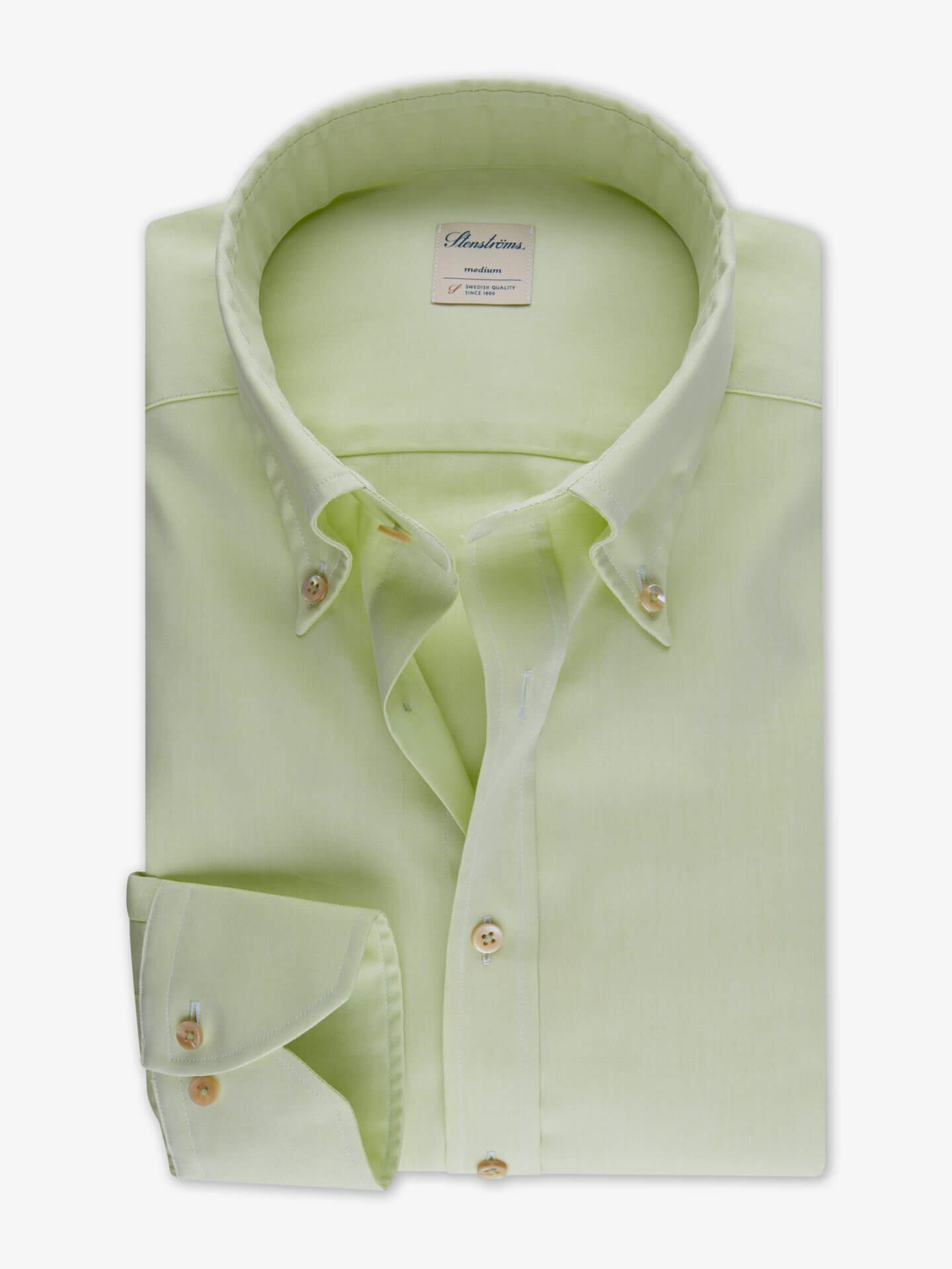 Stenströms Casual Ljusgrön Oxfordskjorta | Herr | Herrskjortor | Fitted Body | Storlek: S | Ljusgrön | Enfärgad | Lång Ärm