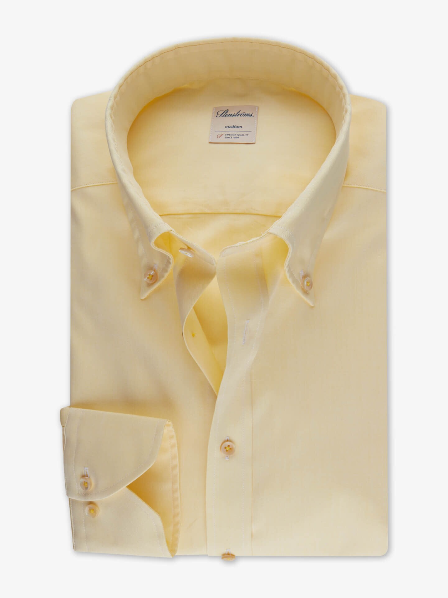 Stenströms Casual Ljusgul Oxfordskjorta | Herr | Herrskjortor | Fitted Body | Storlek: M | Ljusgul | Enfärgad | Lång Ärm