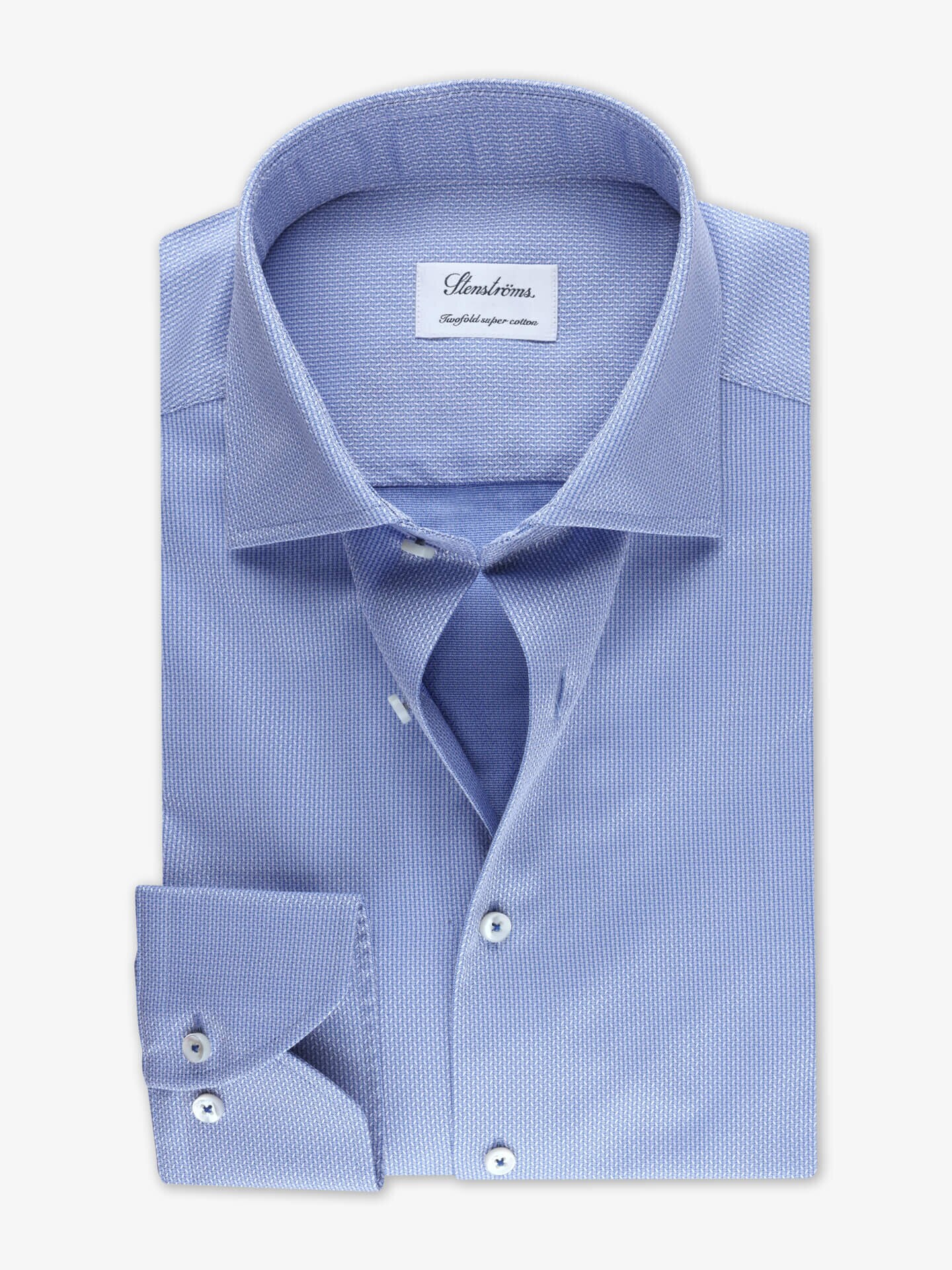 Stenströms Blå Twillskjorta | Herr | Herrskjortor | Fitted Body | Storlek: 43 | Blå | Enfärgad | Lång Ärm