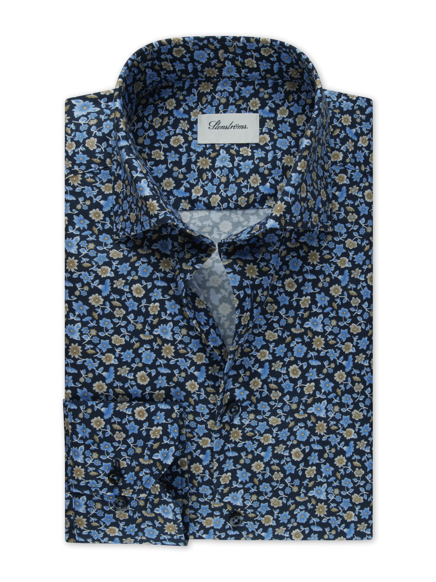 Stenströms Marineblå Blomstrete skjorte | Herre | Herreskjorter | Fitted Body | Størrelse: 46 | Marineblå | Print / Patterned | Lange Ermer
