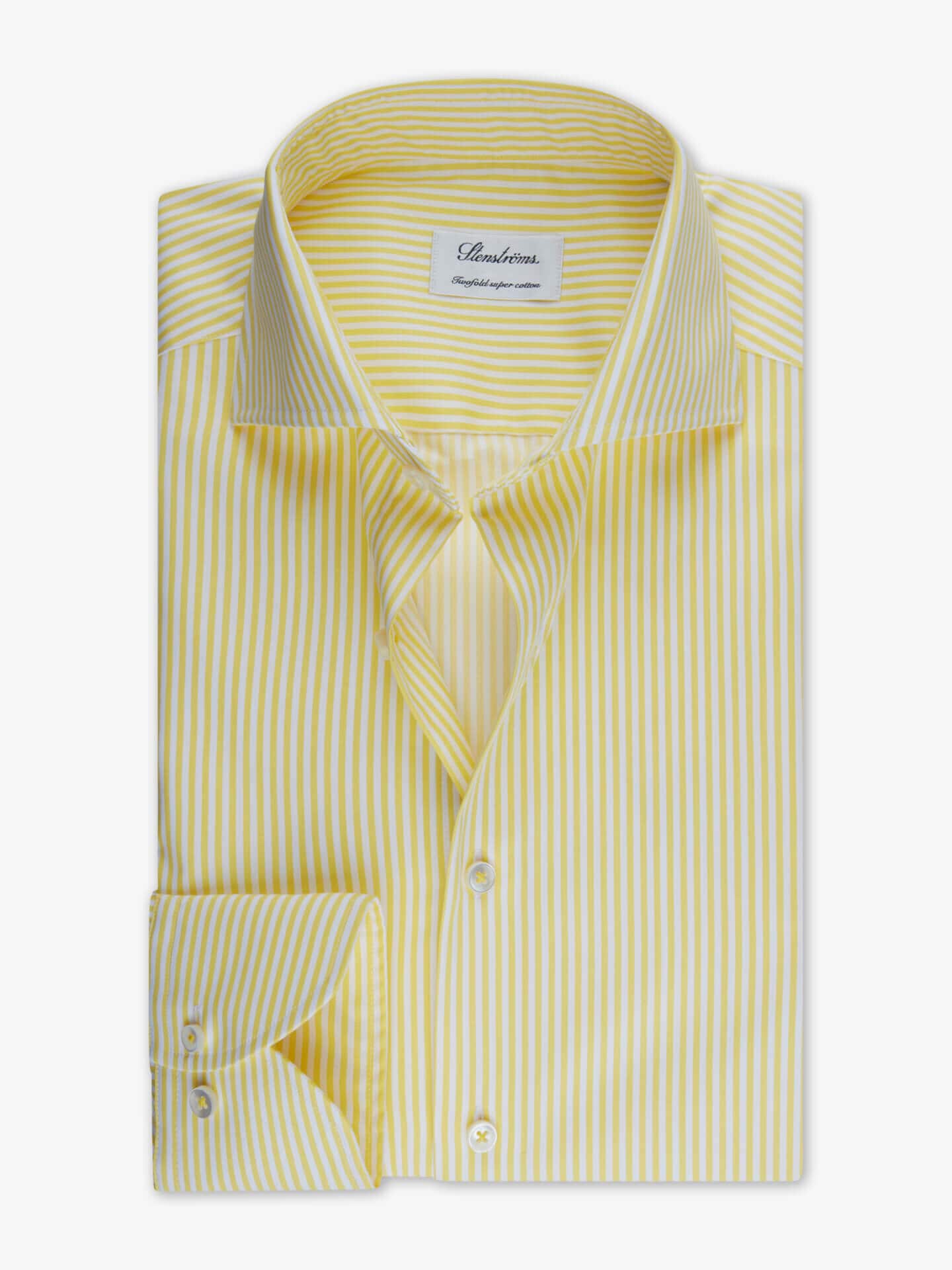 Stenströms Lys gul Stripet twillskjorte | Herre | Herreskjorter | Fitted Body | Størrelse: 44 | Lys gul | Striped | Lange Ermer