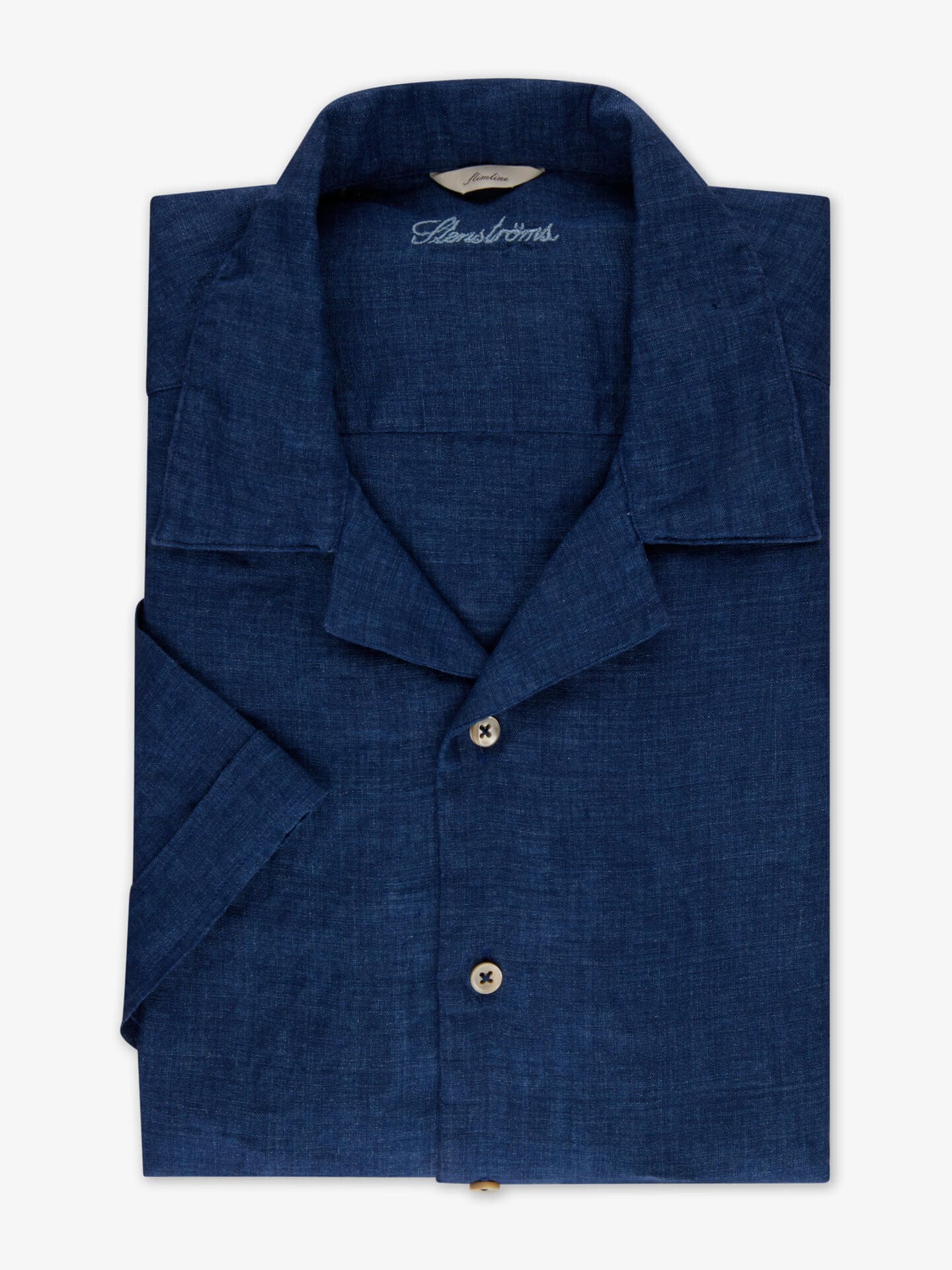 Stenströms Mörkblå Linneskjorta, Kort Ärm | Herrskjortor | Storlek: L |