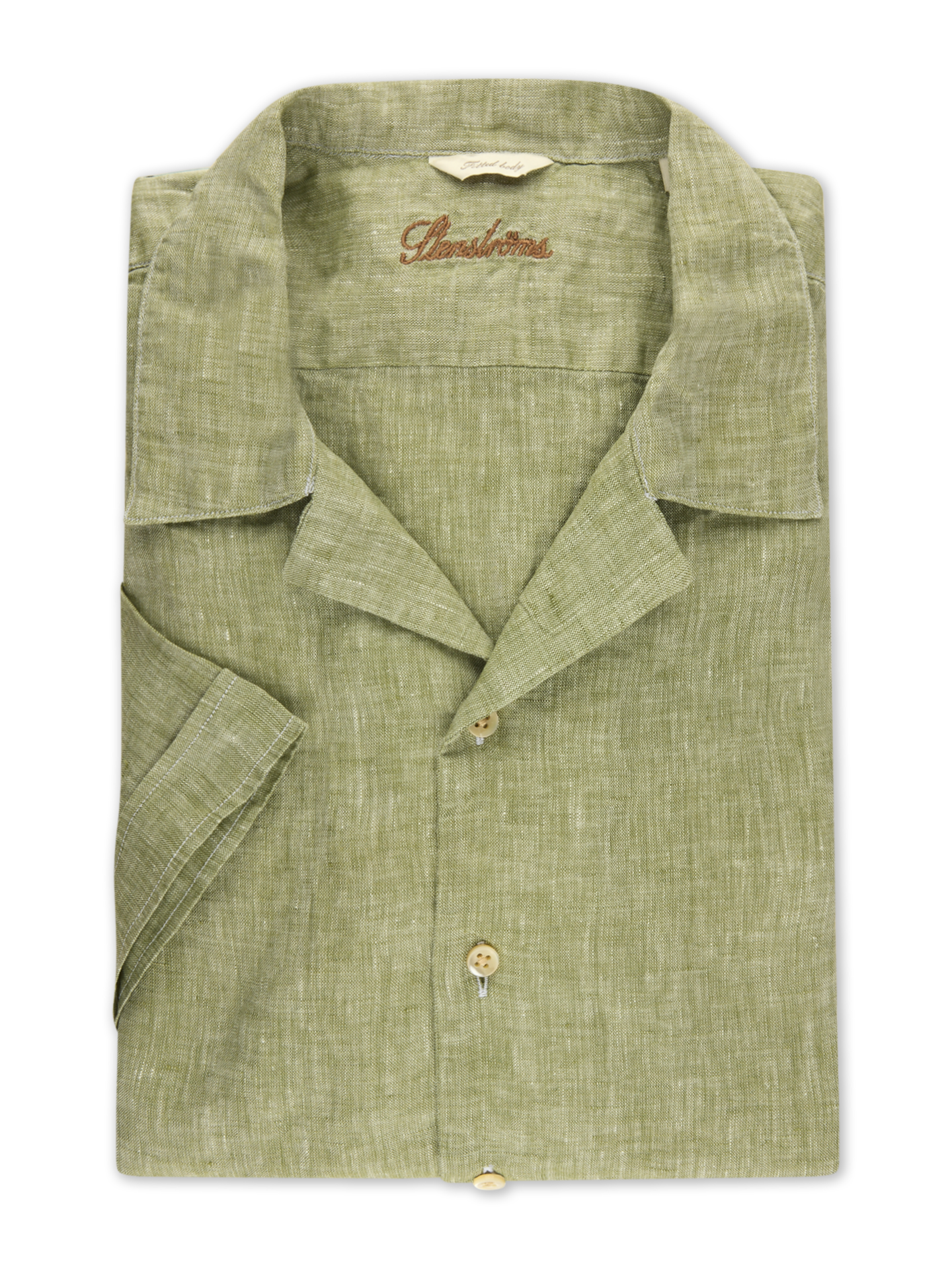 Stenströms Grön Linneskjorta, Kort Ärm | Herrskjortor | Storlek: XXL |