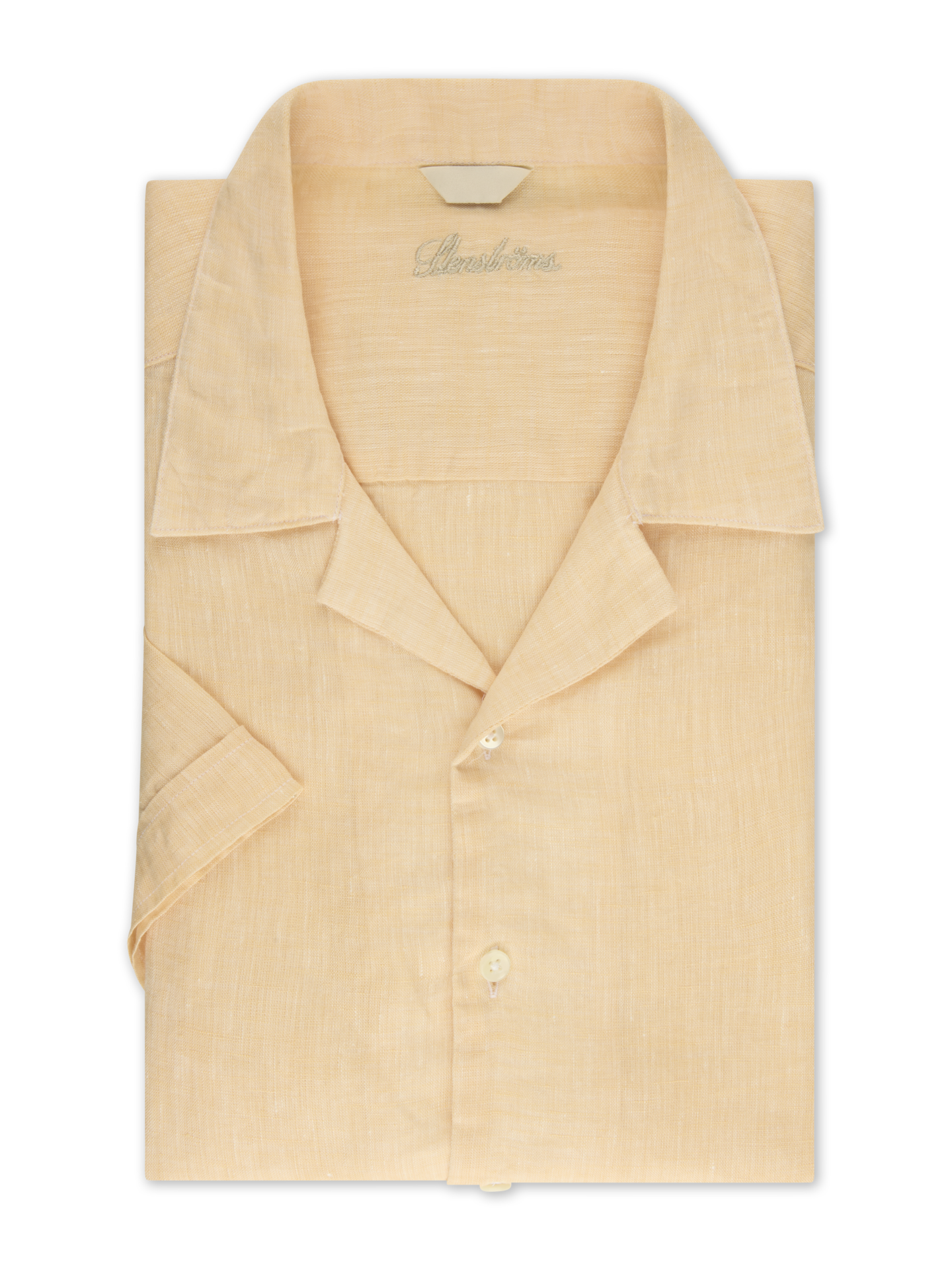 Stenströms Ljus orange Linneskjorta, Kort Ärm | Herrskjortor | Storlek: M |