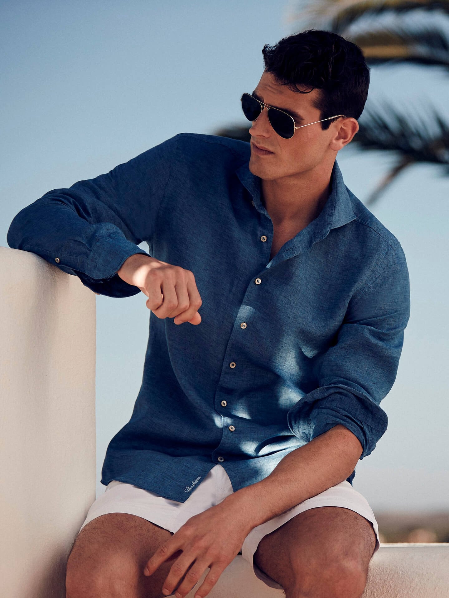 Fitted Body Linen Shirt Blue - Stenströms Outlet